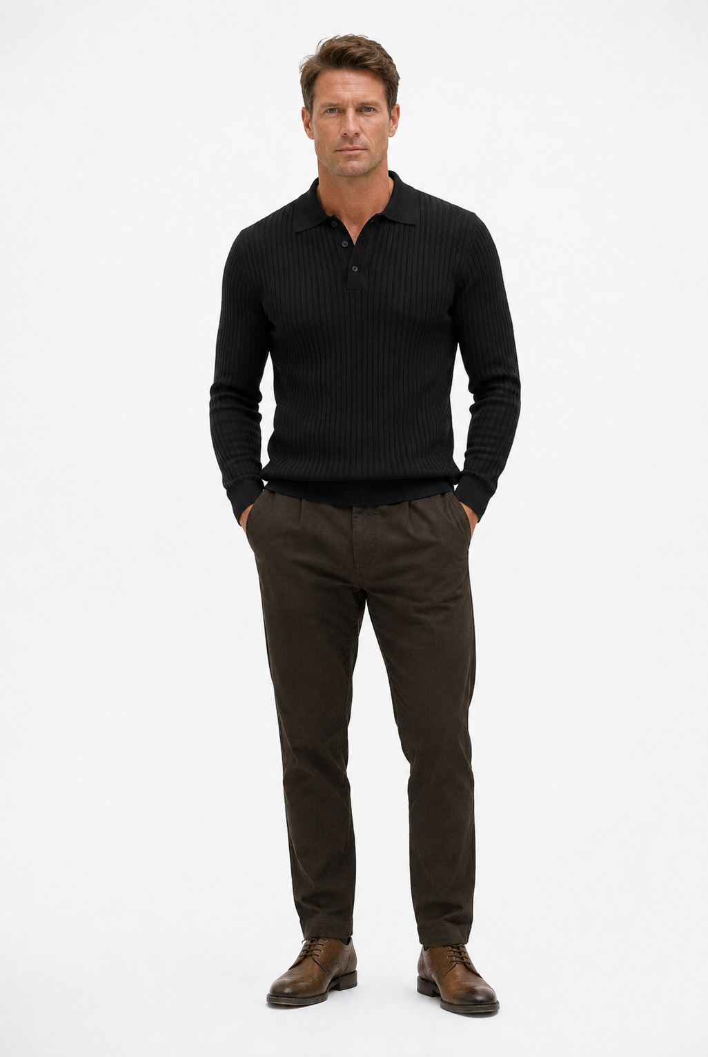 Marcello™ Ribbed Polo Black