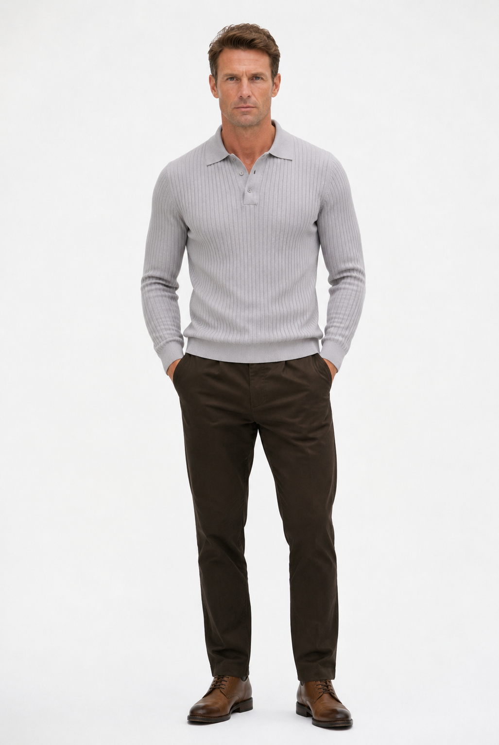 Marcello™ Ribbed Polo Grey