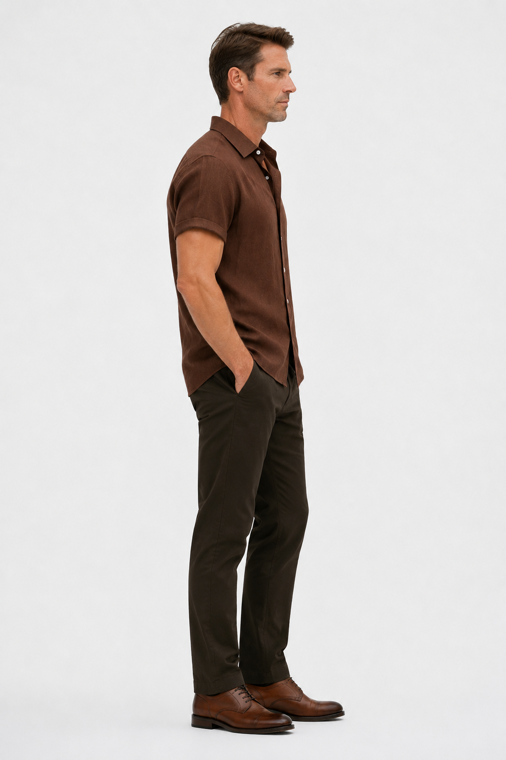 Linen Rayon Blend Button Up Shirt Peru
