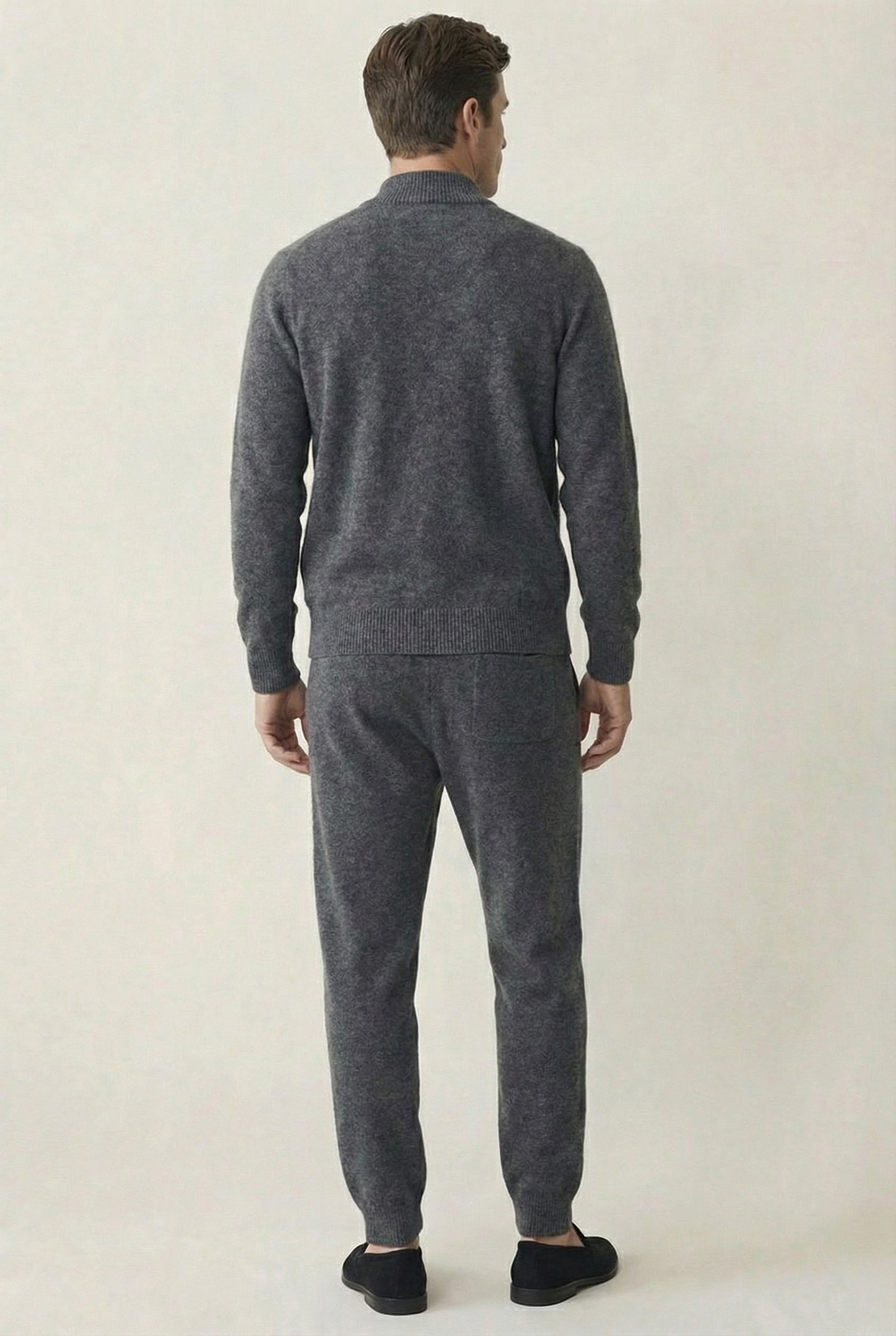 Premium Wool Zip Set - Charcoal Black