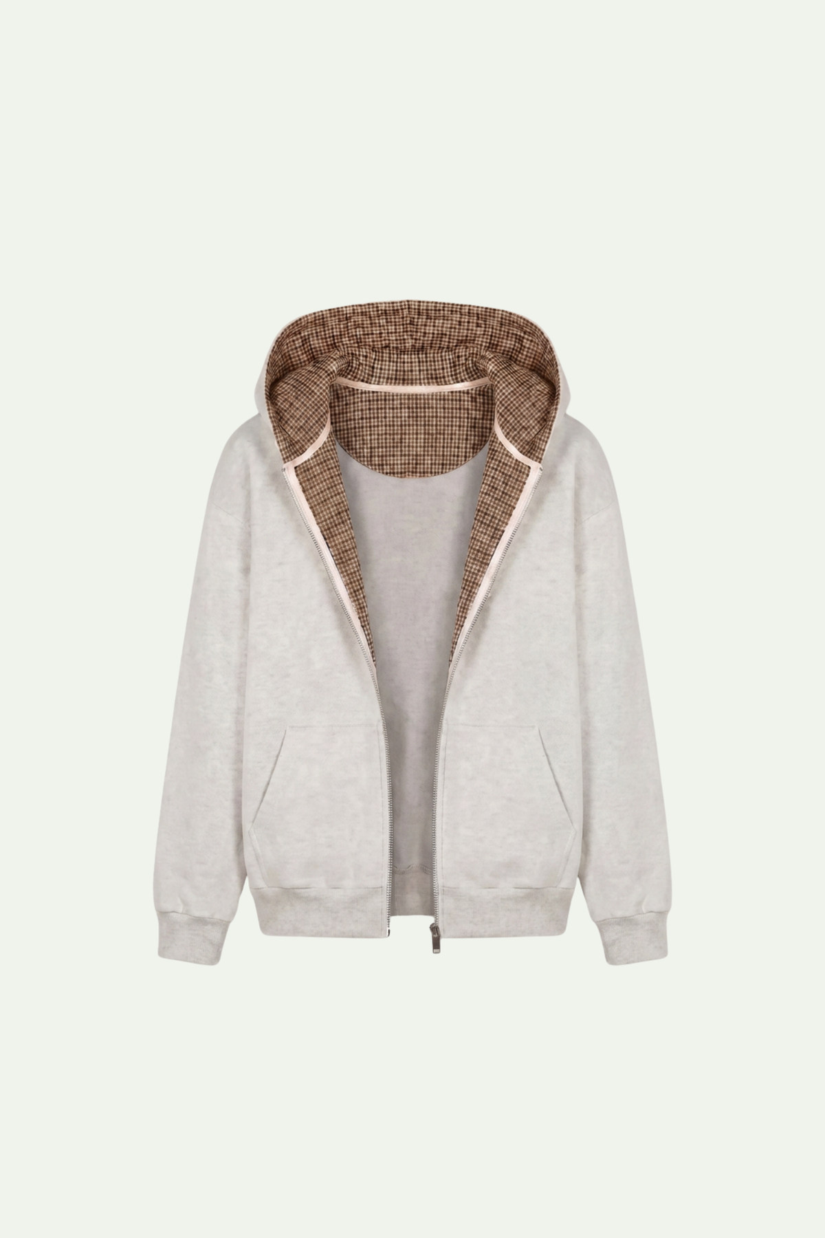 Lined Zip Hoodie Sweater Grey