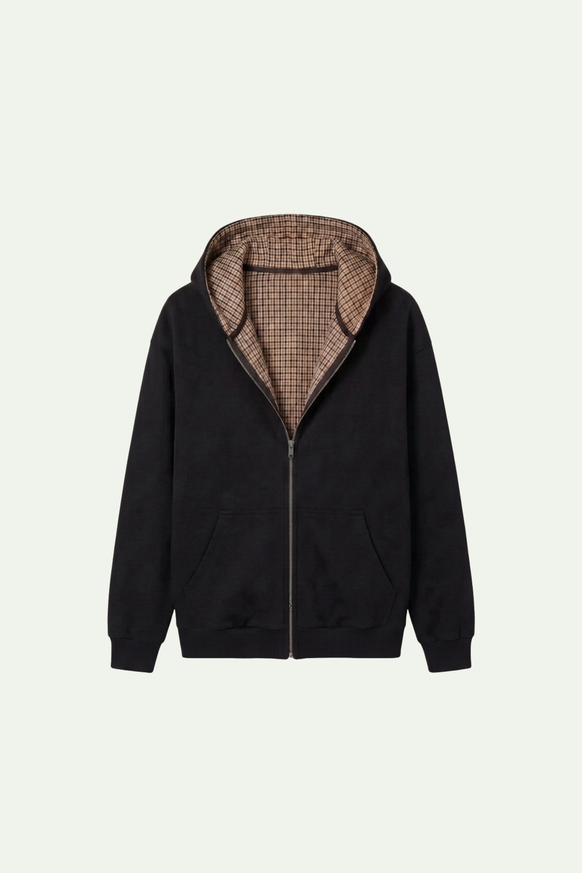 Lined Zip Hoodie Sweater Black