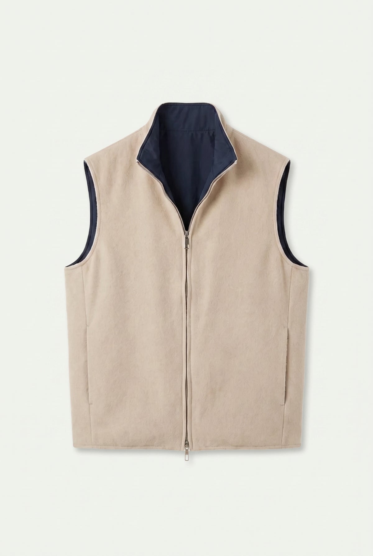 Reversible Wool Gilet | Beige/Navy