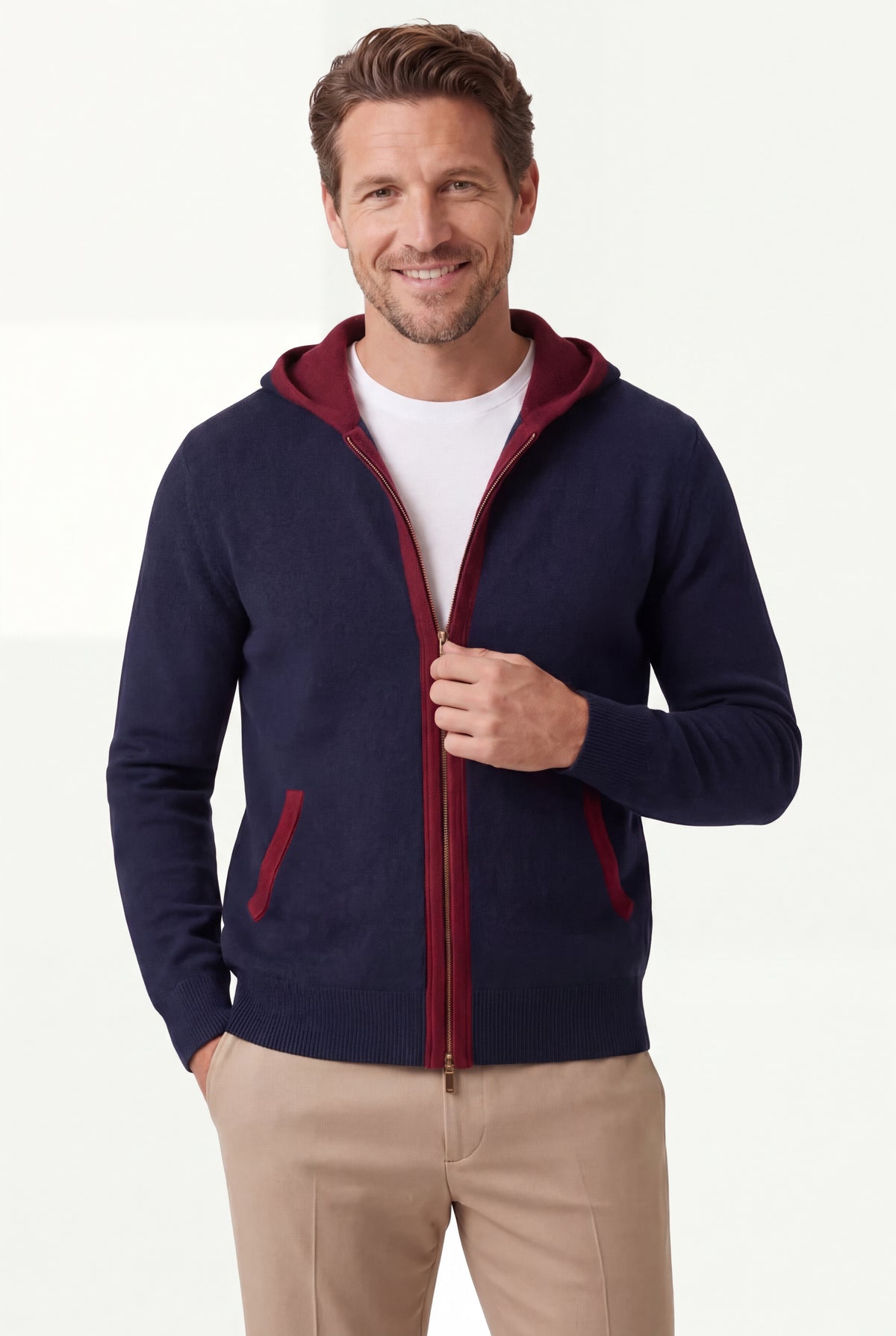 Cashmere Hooded Cardigan Navy