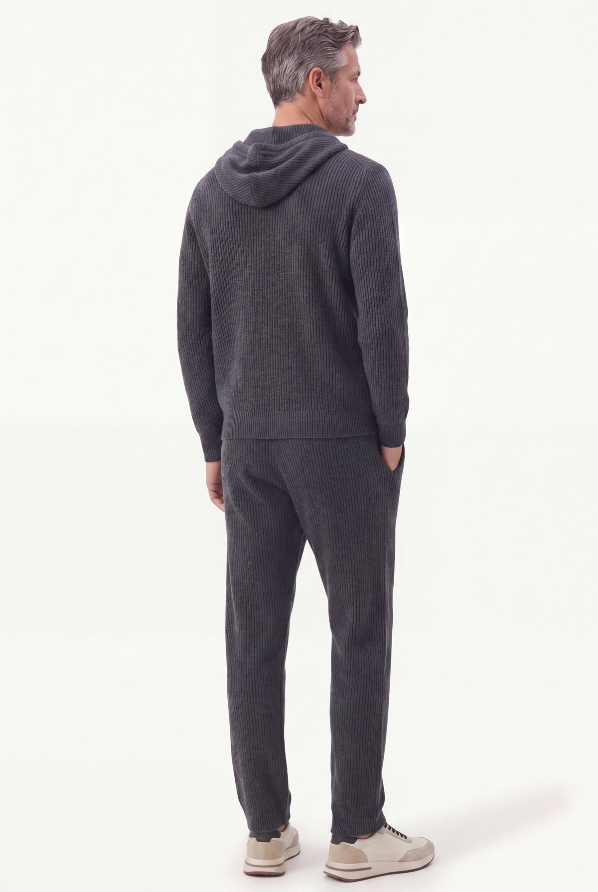 Elviro Cashmere Hooded Zip Set Blue