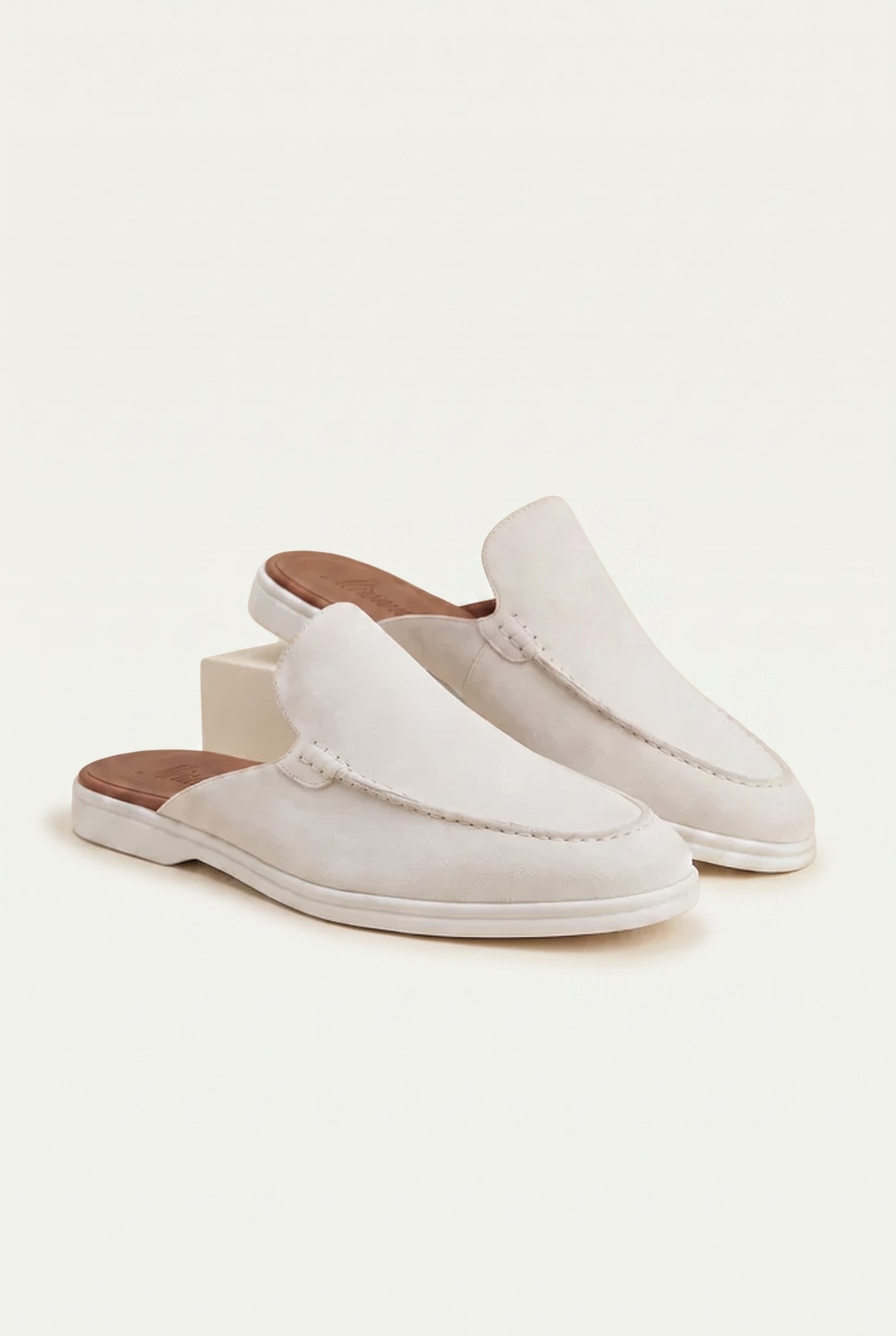 Yacht Loafer Suede Mule White
