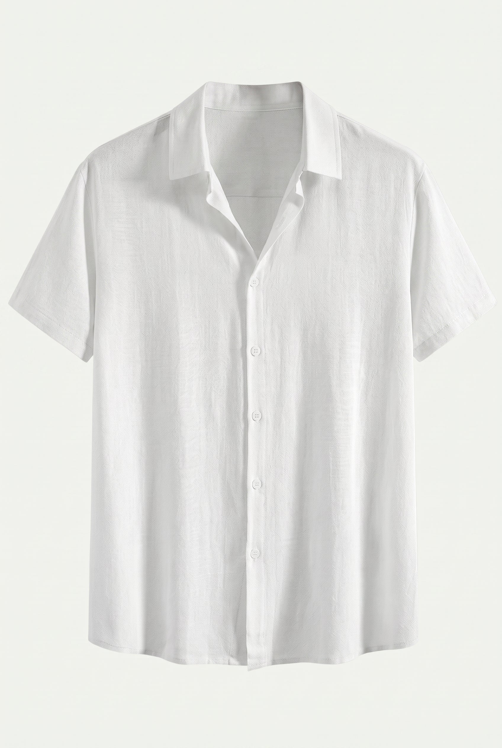 Linen Rayon Blend Button Up Shirt White