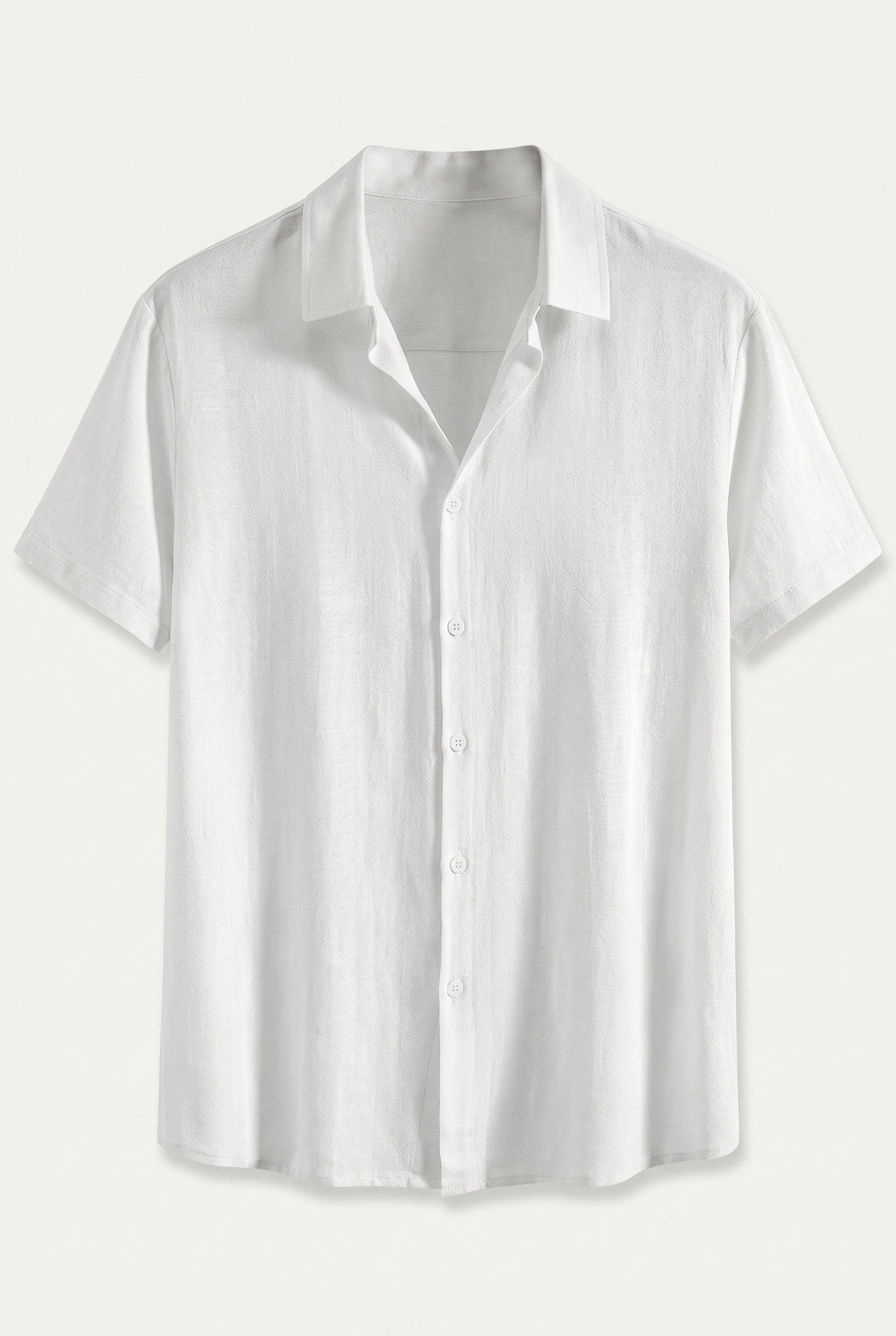 Linen Rayon Blend Up Shirt & Straight Leg Linen Pants White