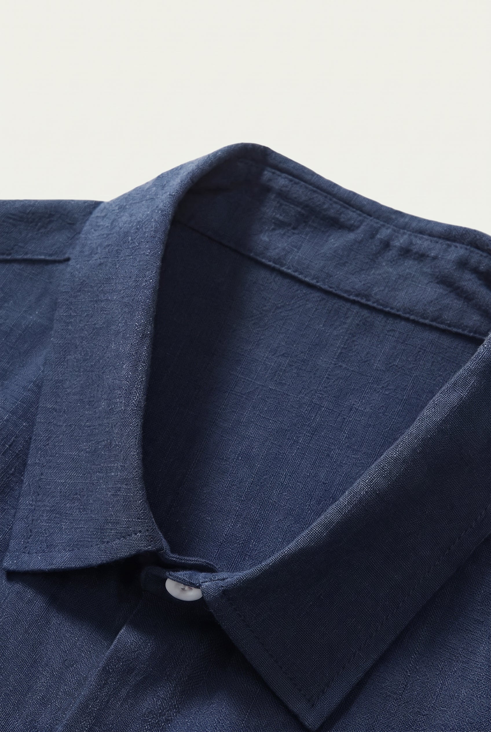 Linen Rayon Blend Button Up Shirt Navy