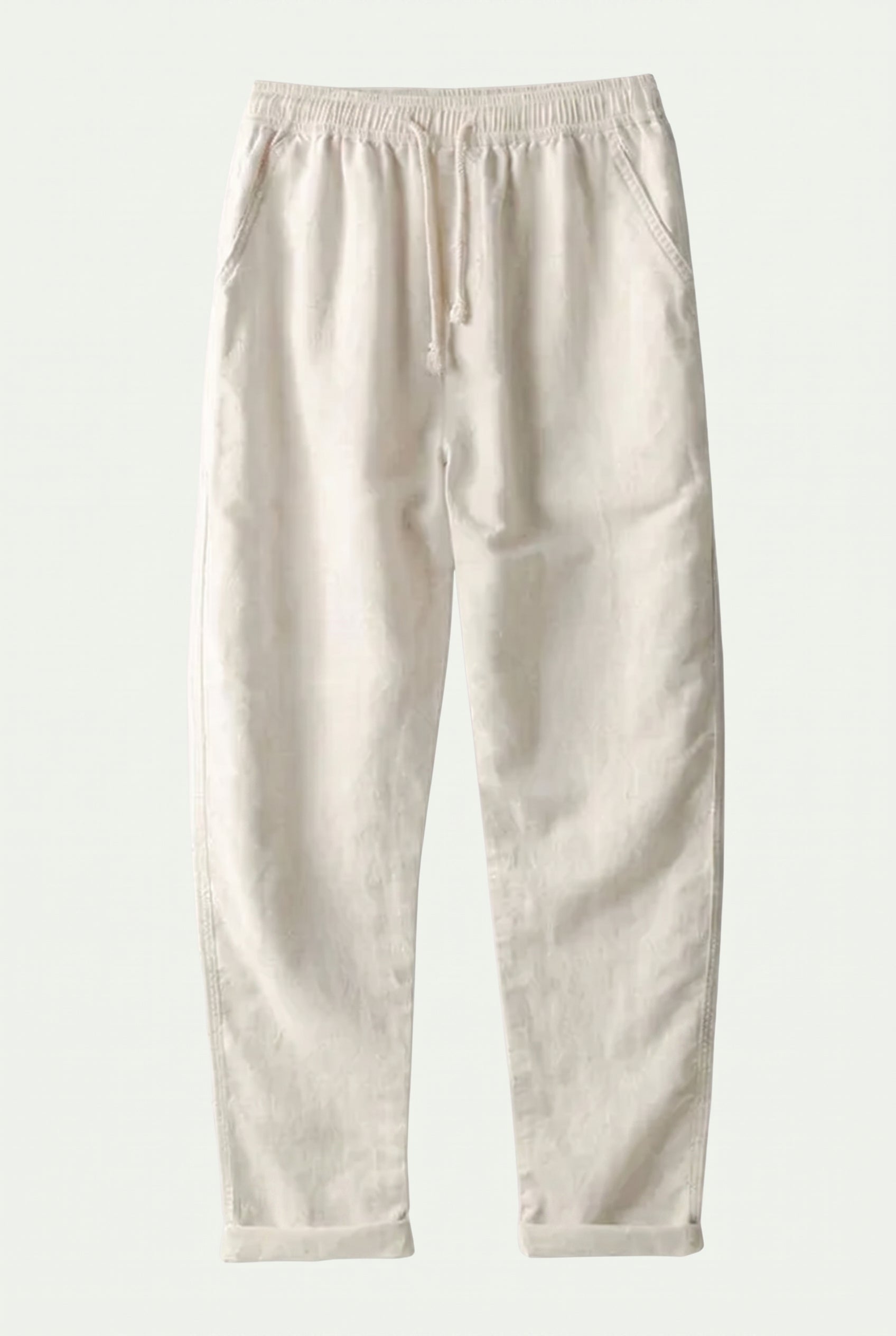 Linen Rayon Blend Up Shirt & Straight Leg Linen Pants Coffee