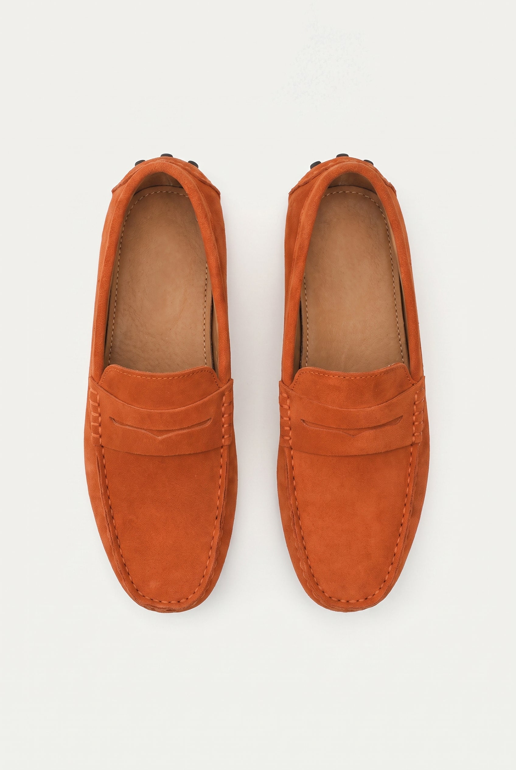 Suede Driver Loafers Orange