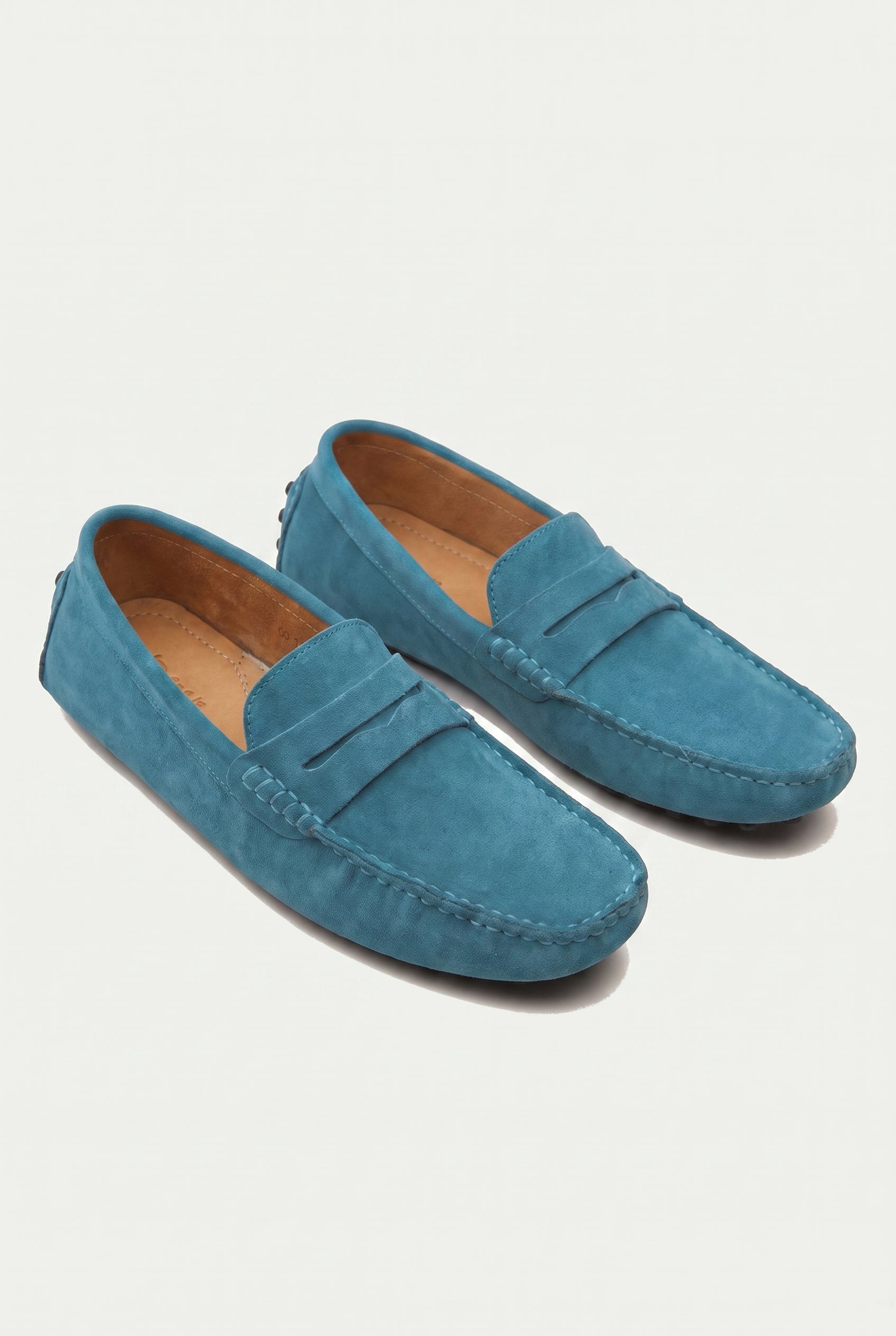 Suede Driver Loafers Turquoise