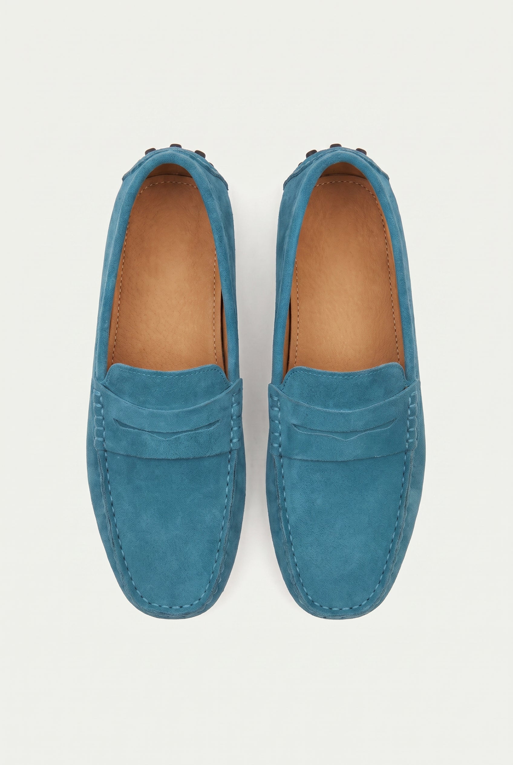 Suede Driver Loafers Turquoise