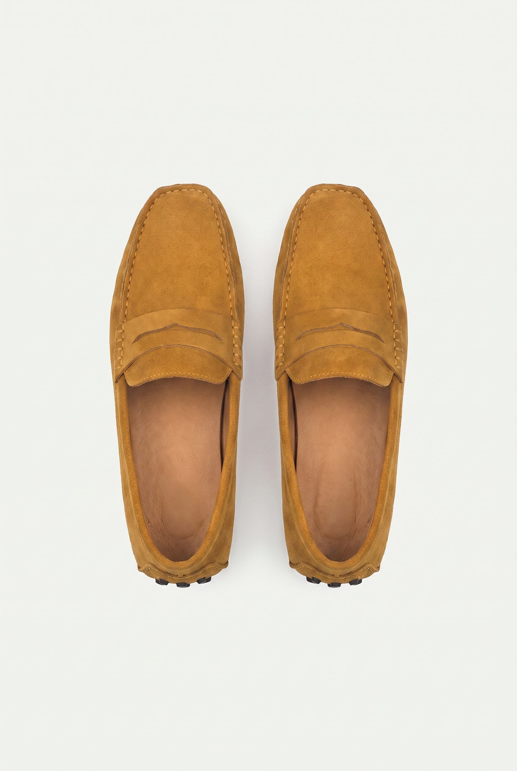 Suede Driver Loafers Caramel