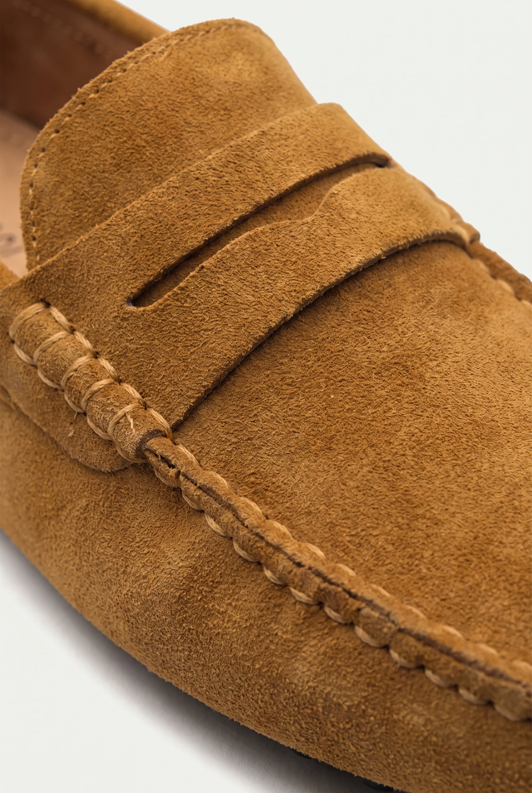 Suede Driver Loafers Caramel