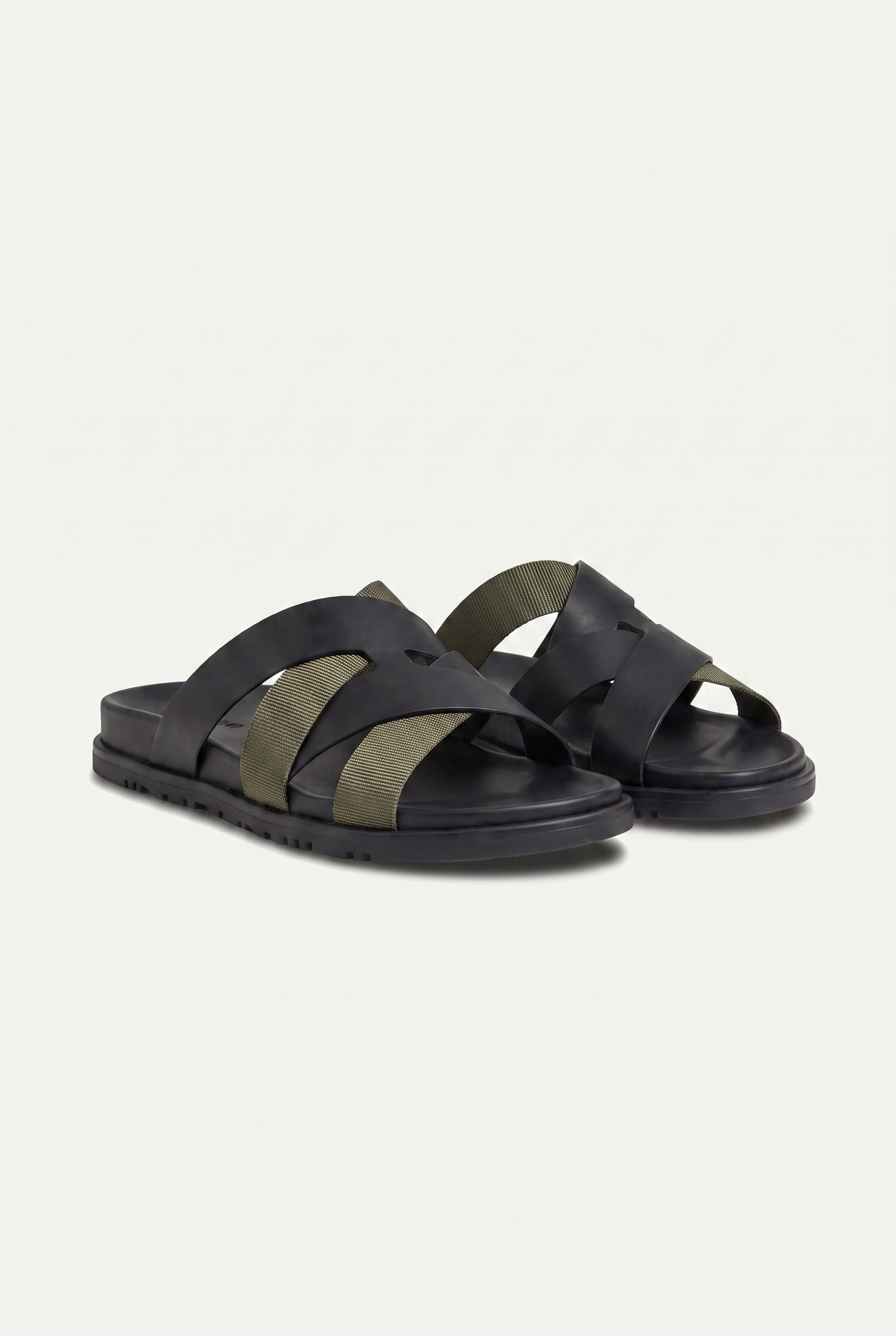 Mirsiani Leather Sandal Black Olive