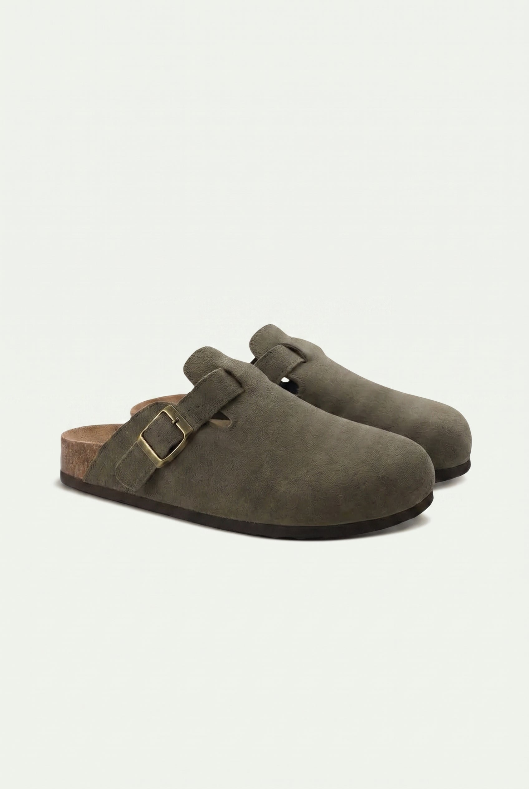 Old Money Suede Clogs Olive