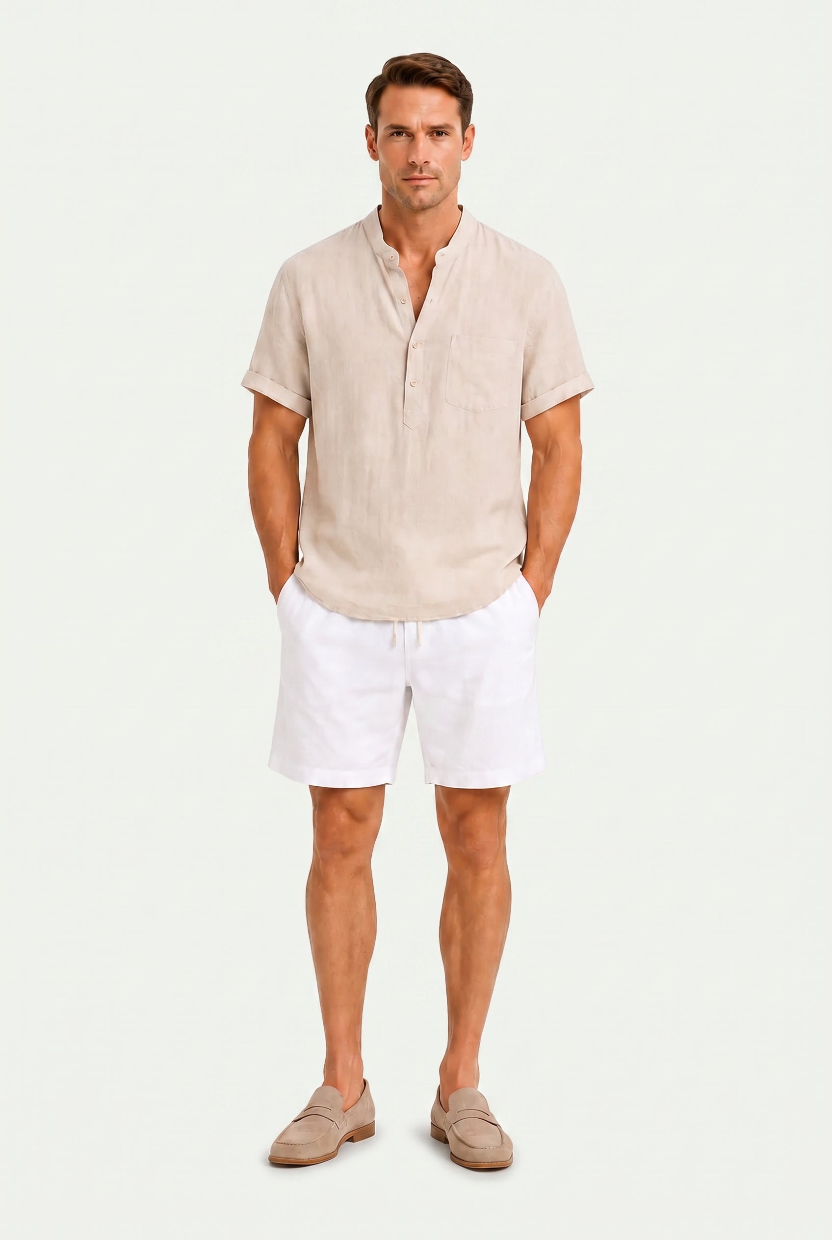Linen Summer Set – Sand & White