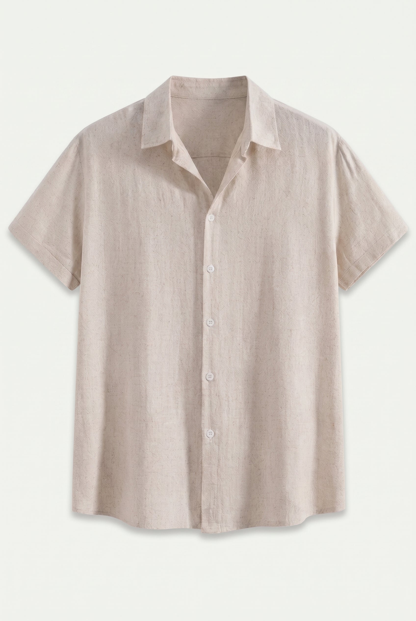 Linen Rayon Blend Button Up Shirt Beige