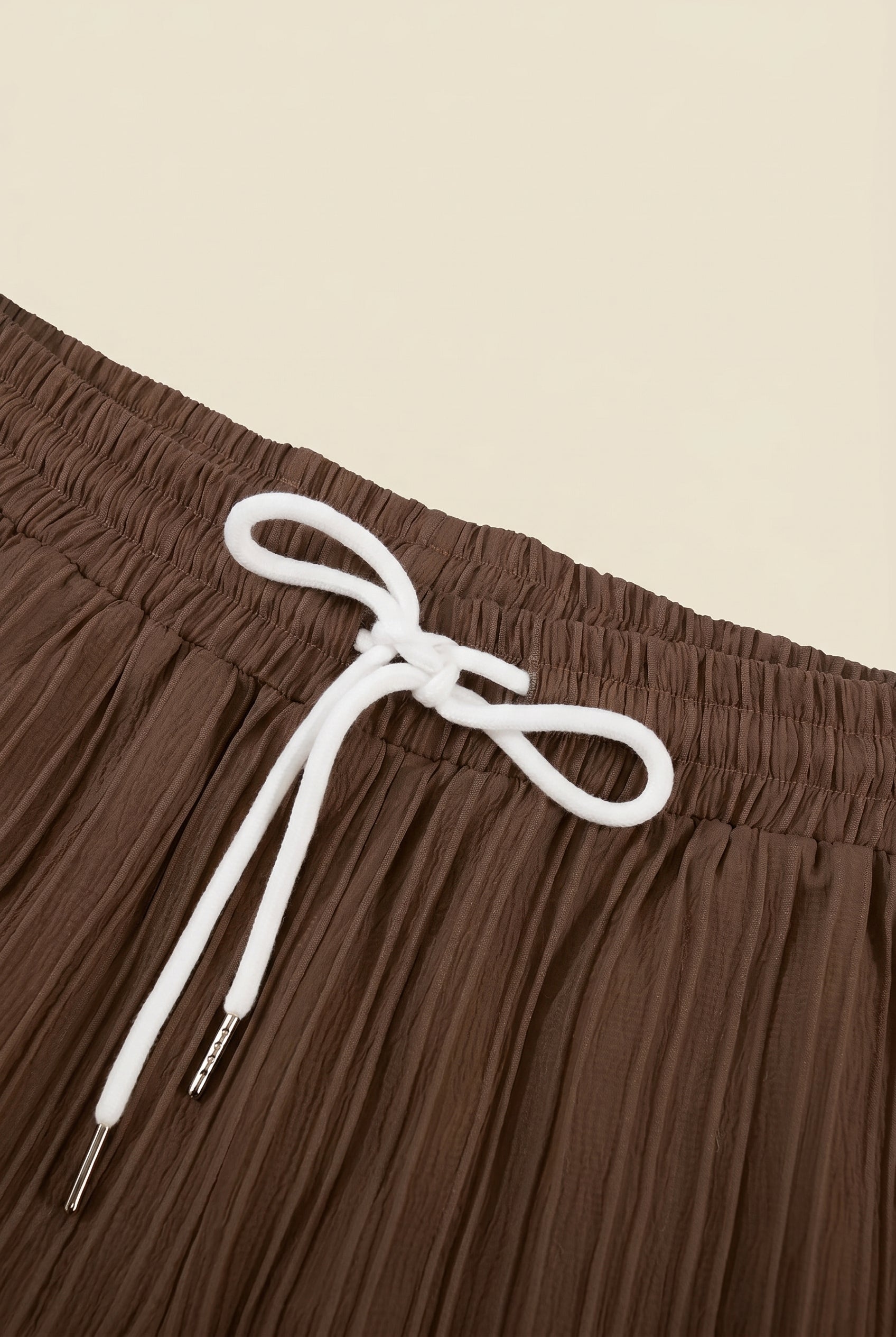 Linen Pleated Summer Set – Espresso Brown