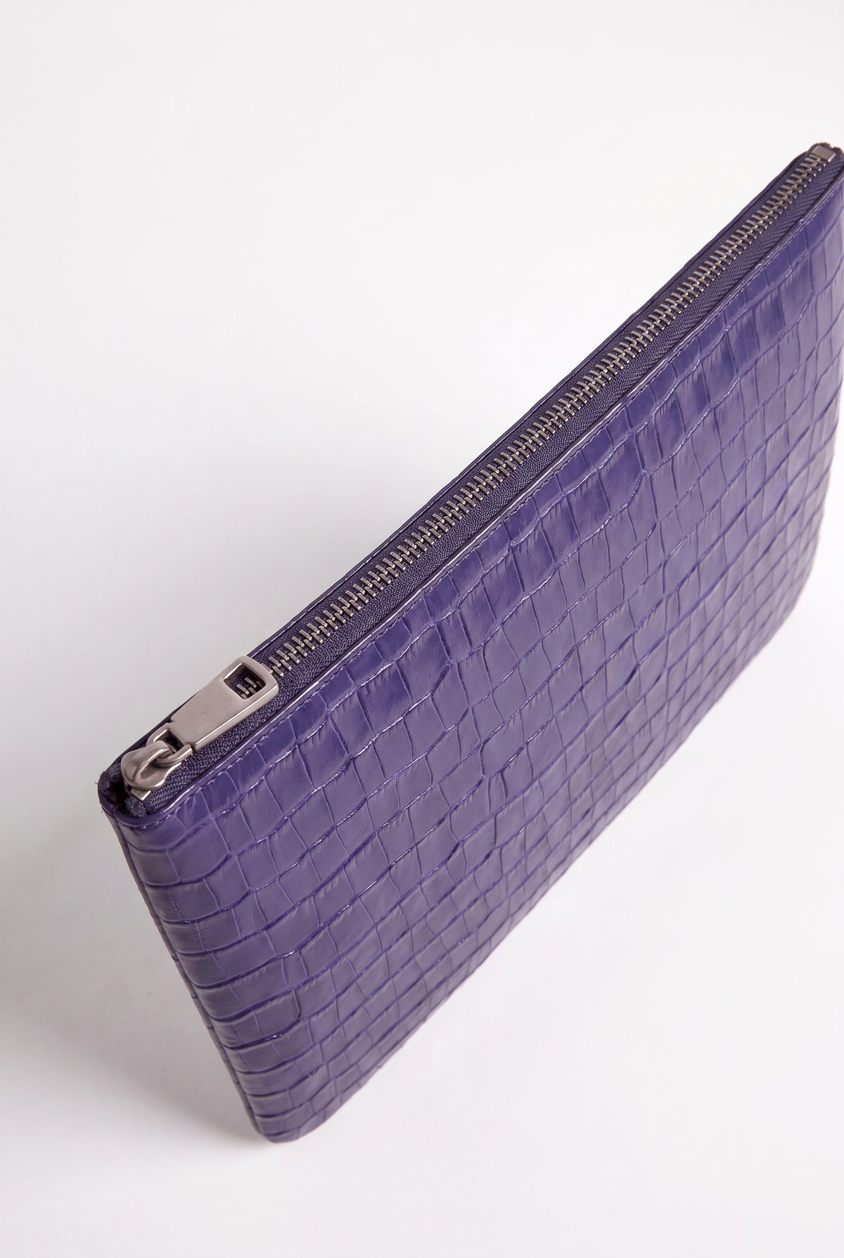Mirsino Crocodile Embossed Pouch | Navy
