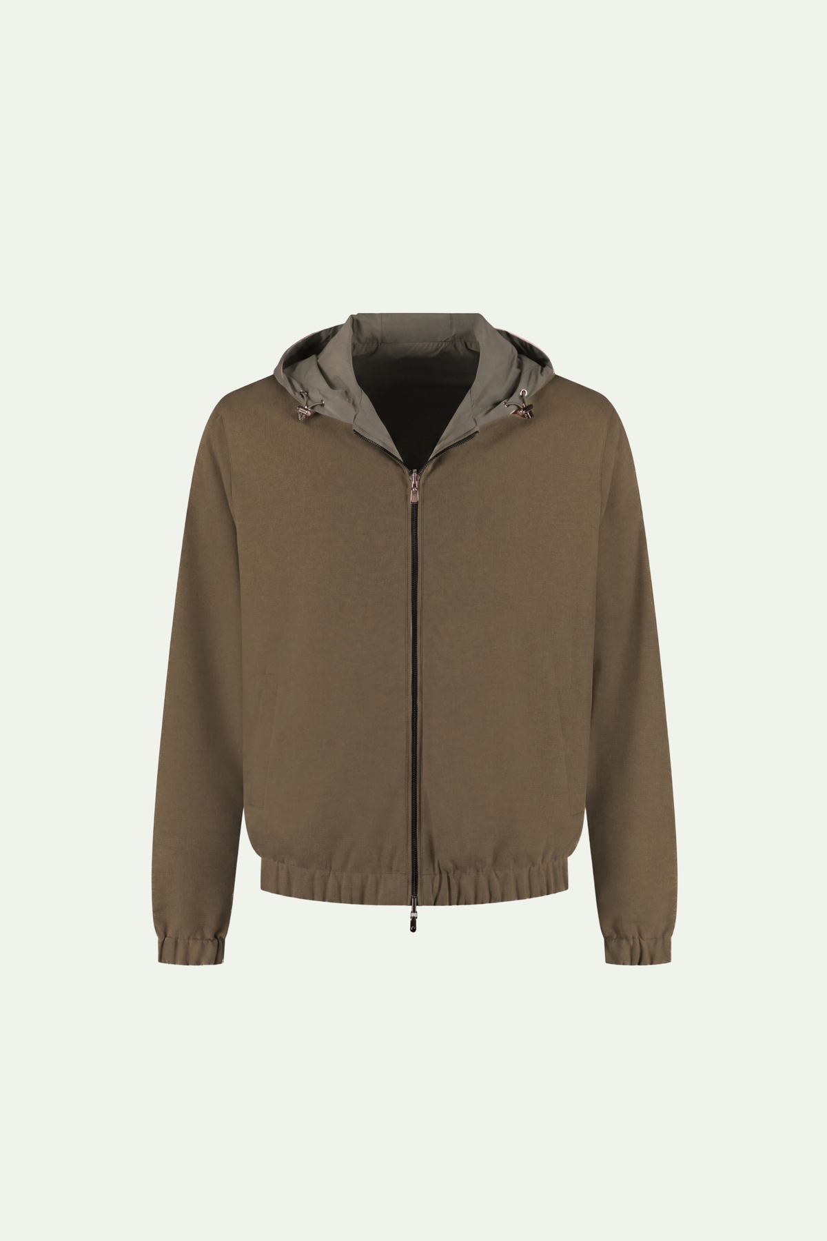 Reversible Hooded Wool City Jacket Green/Olive