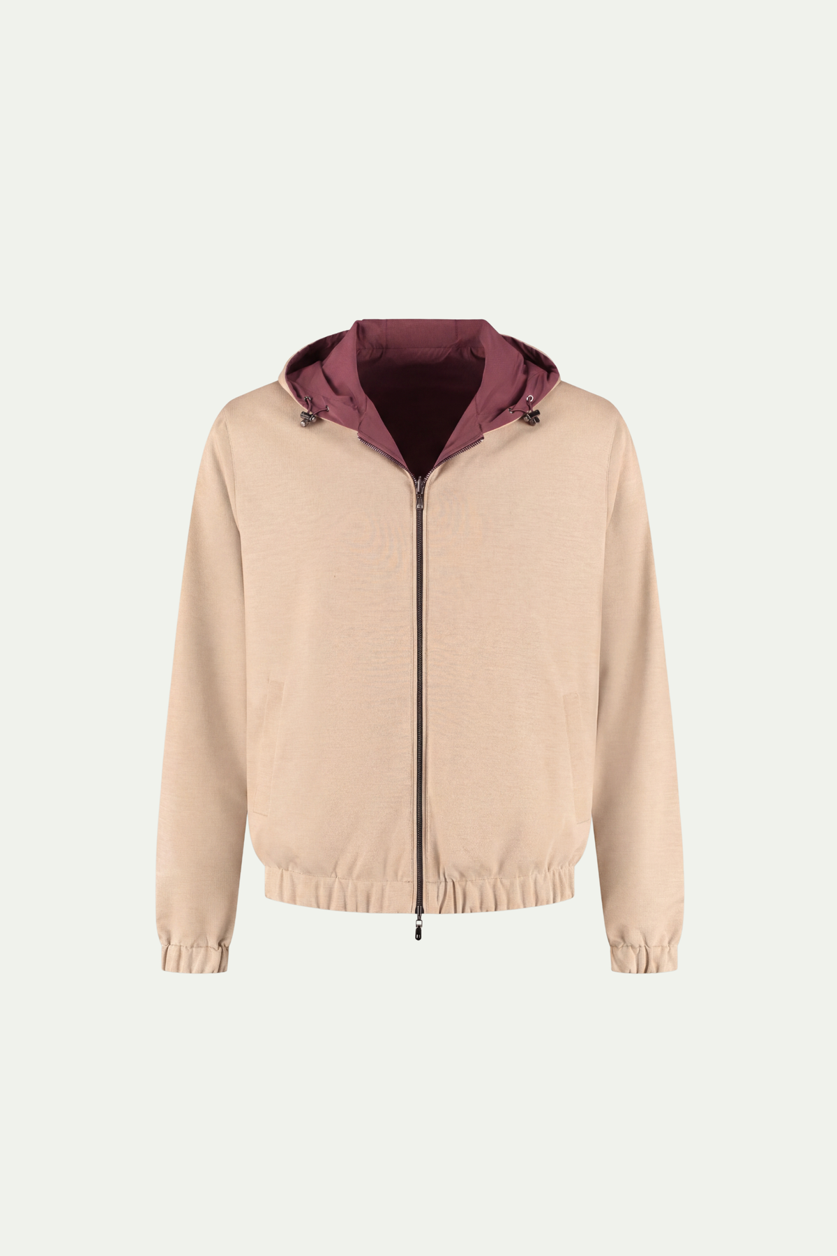 Reversible Hooded Wool City Jacket Burgundy