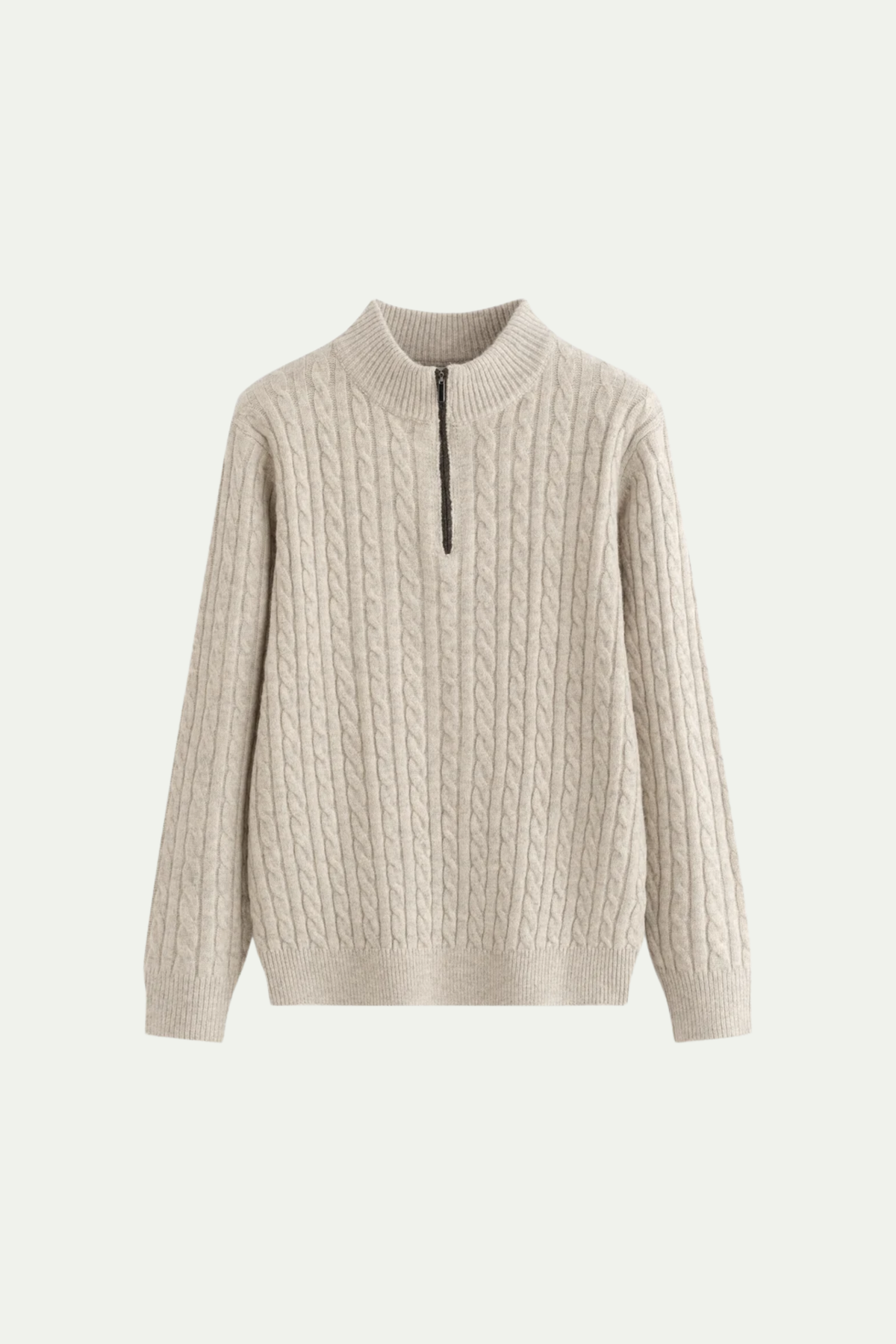 Mirsino Knit Quarter Zip Beige