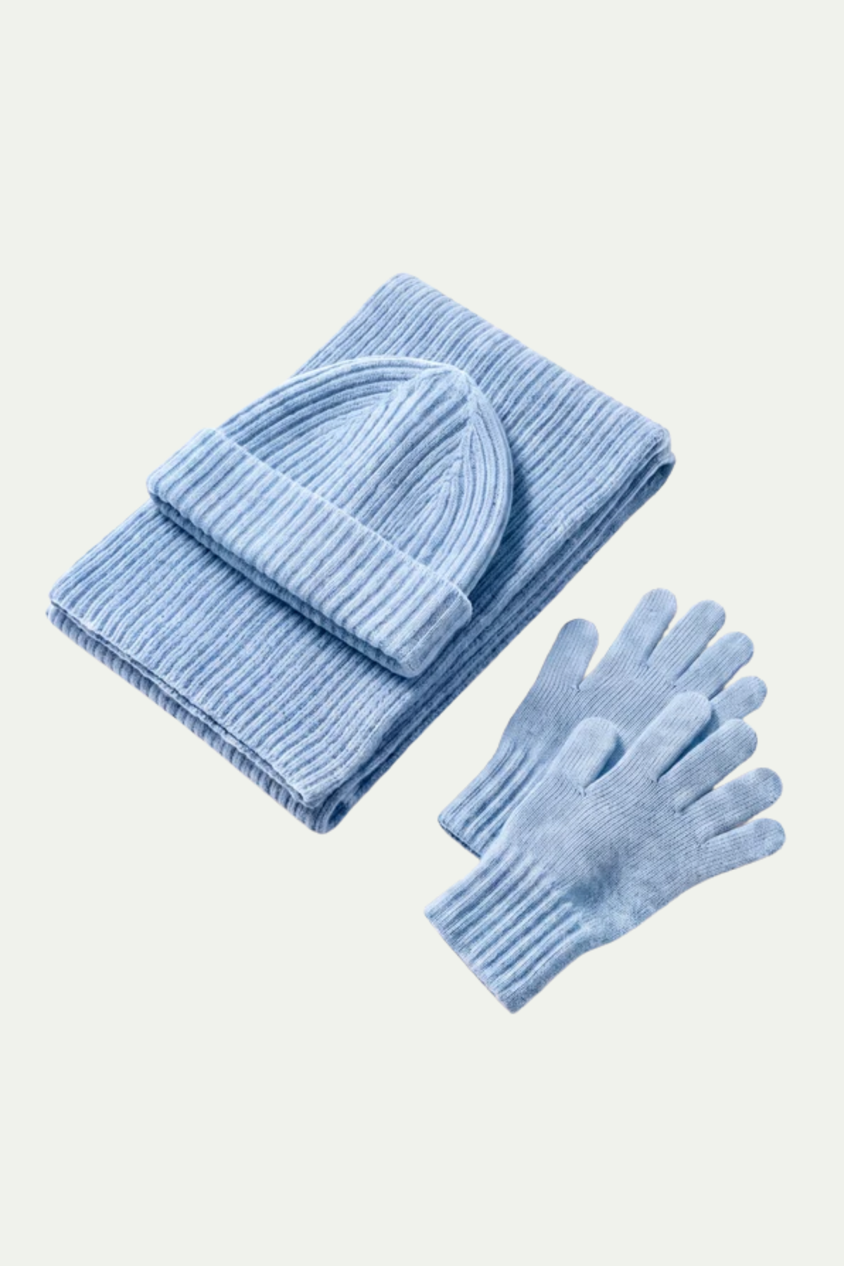 Light Blue Merino Wool Winter Set