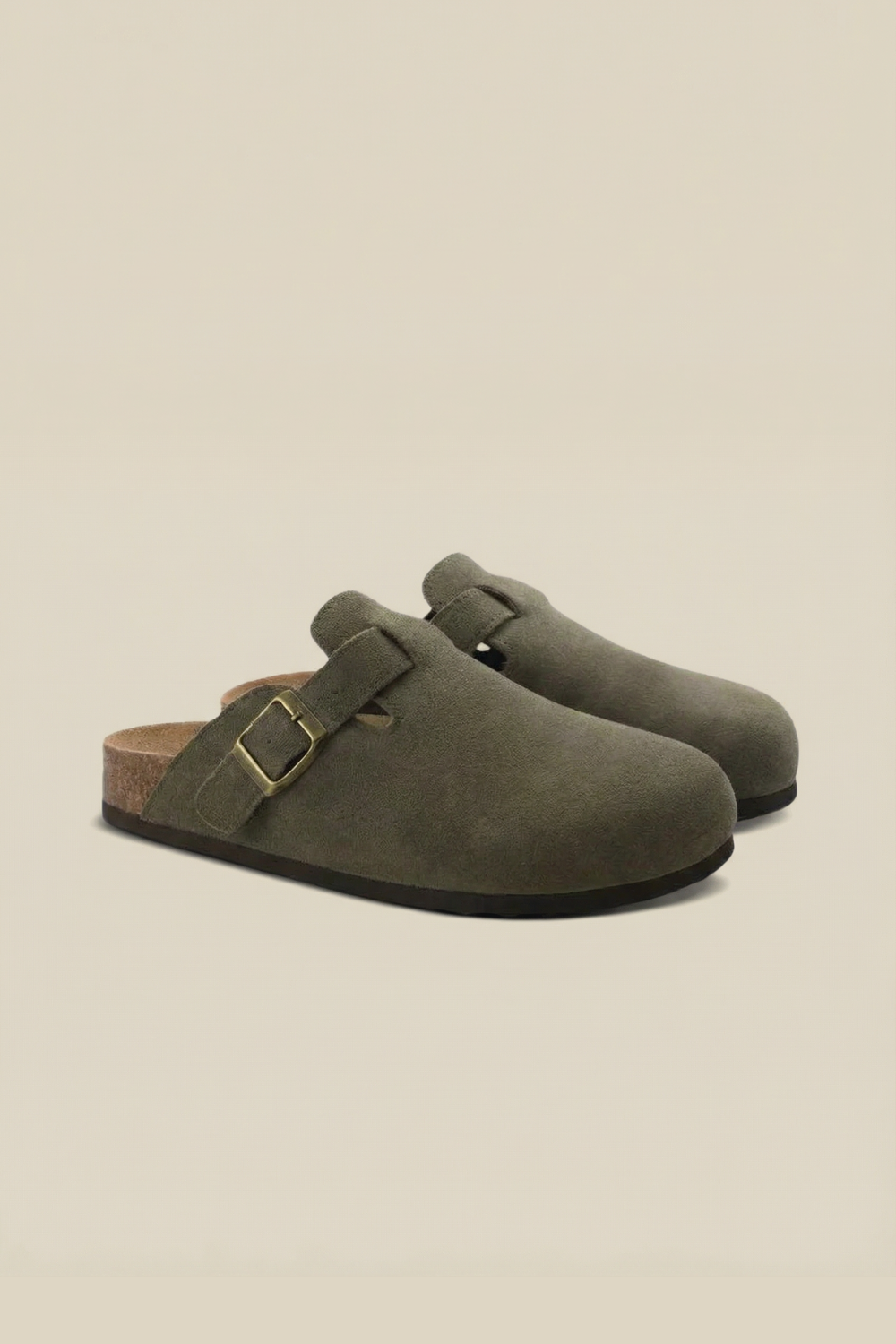 Old Money Suede Clogs Olive