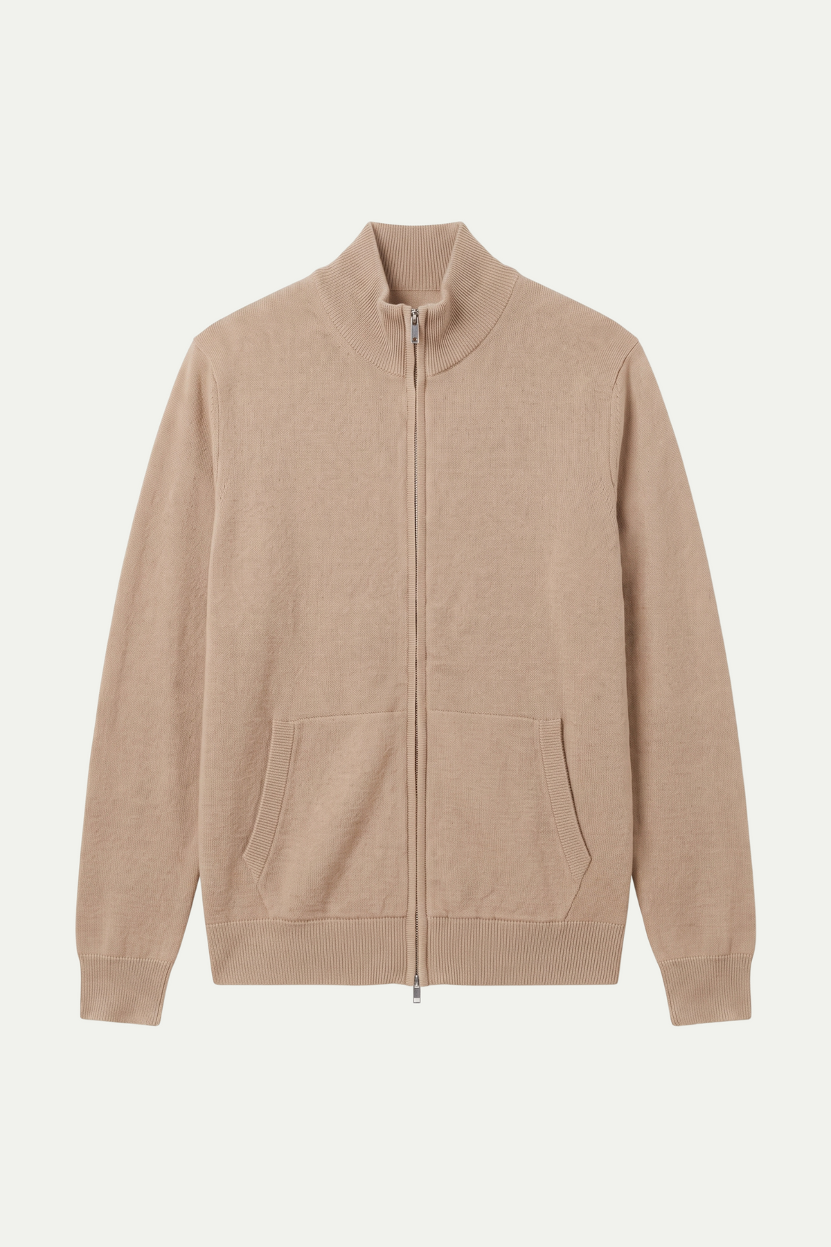 Mongolian Cashmere Full Zip Sweater Beige