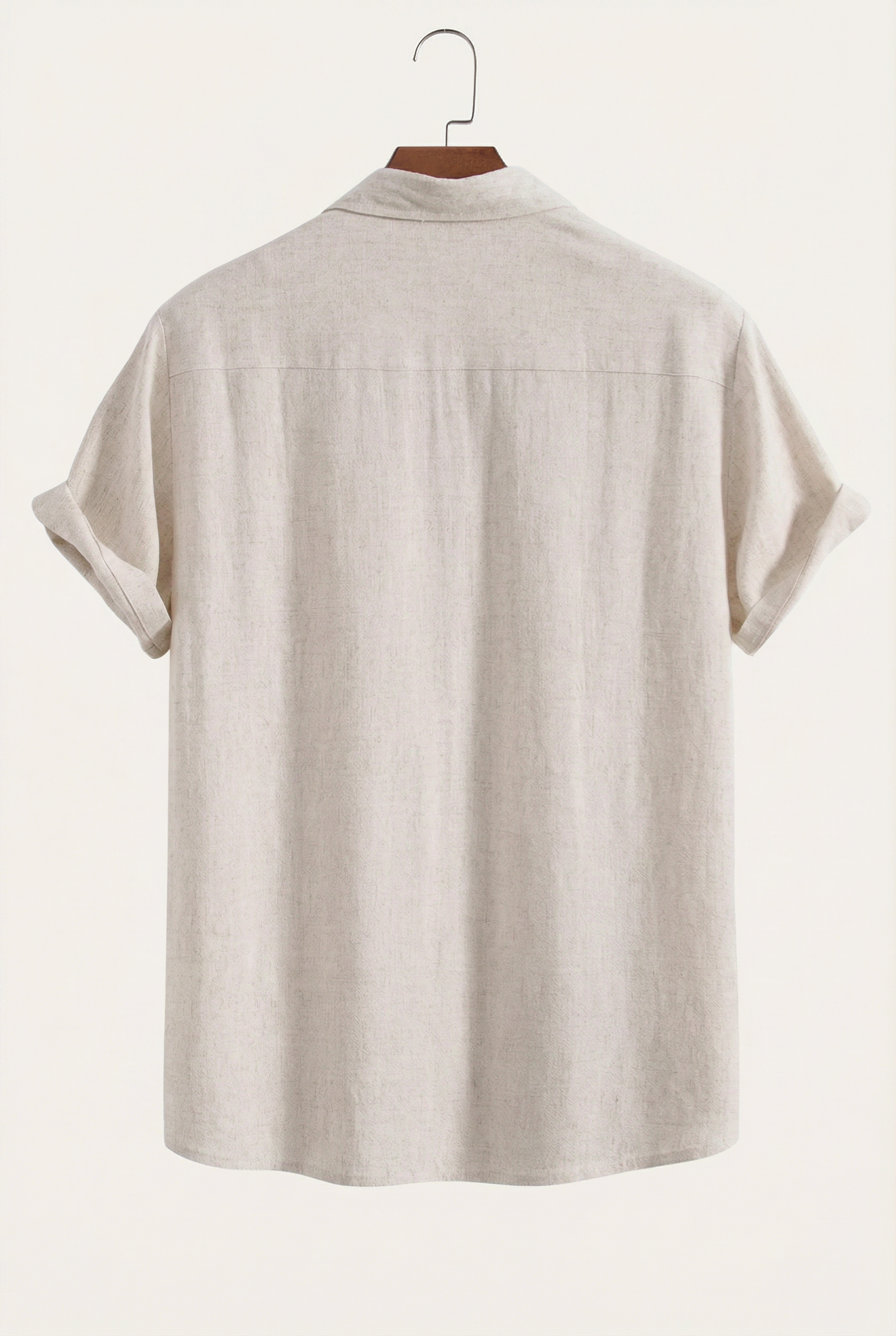 Linen Rayon Blend Button Up Shirt Beige