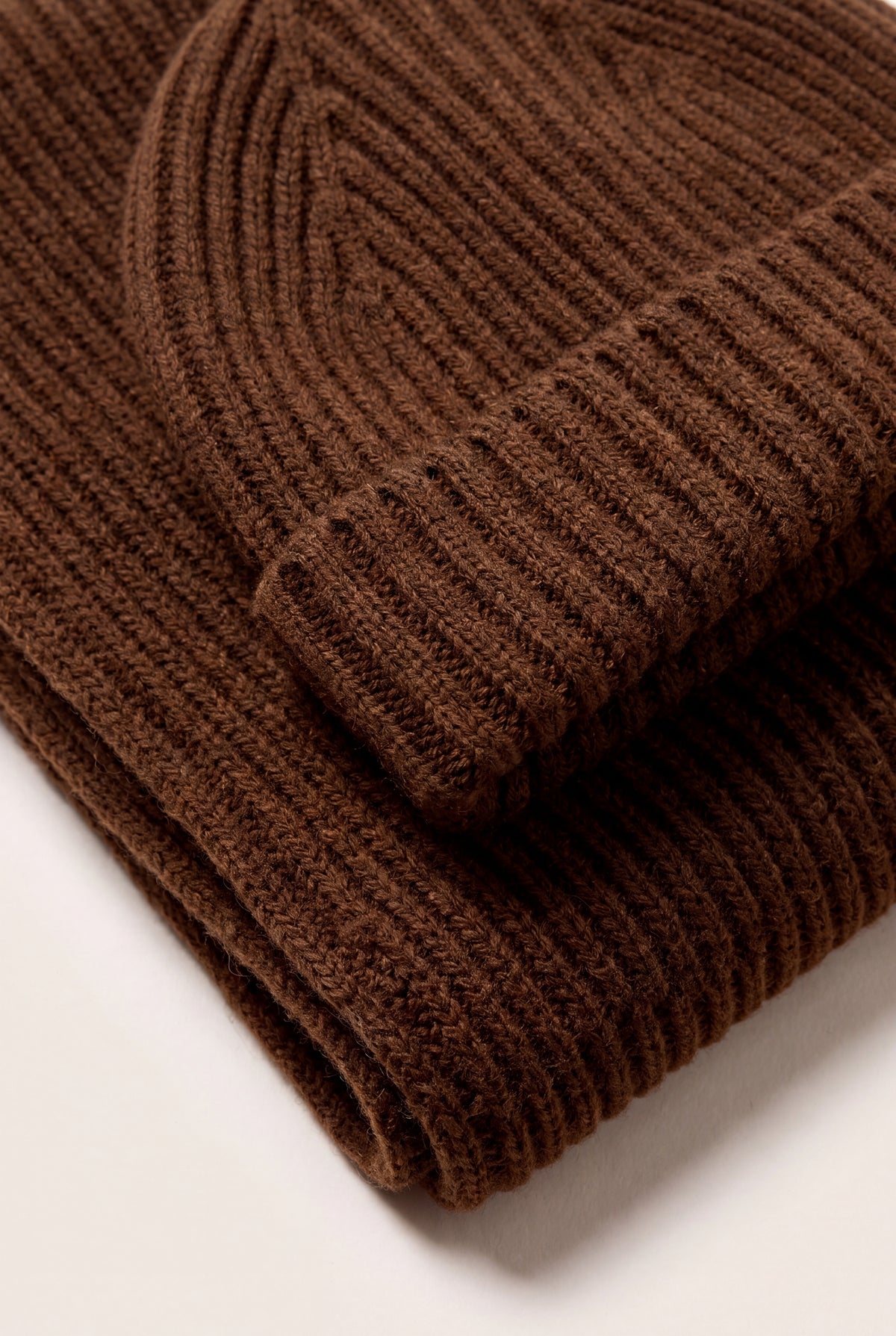 Brown Merino Wool Winter Set