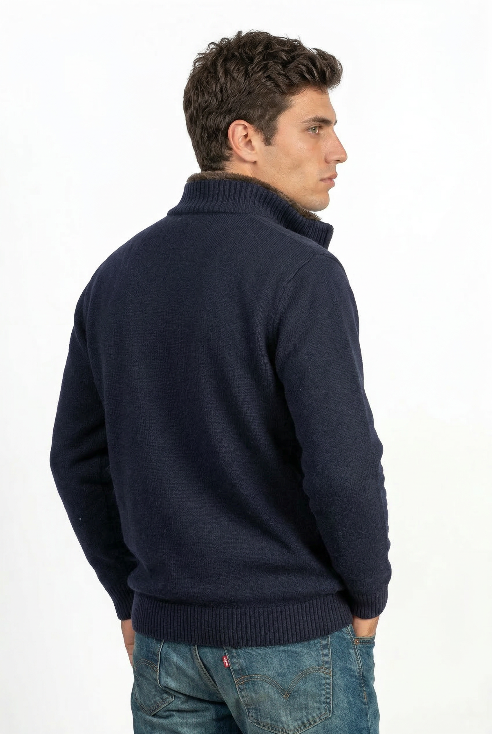 Full Fur lined Cardigan | Navy