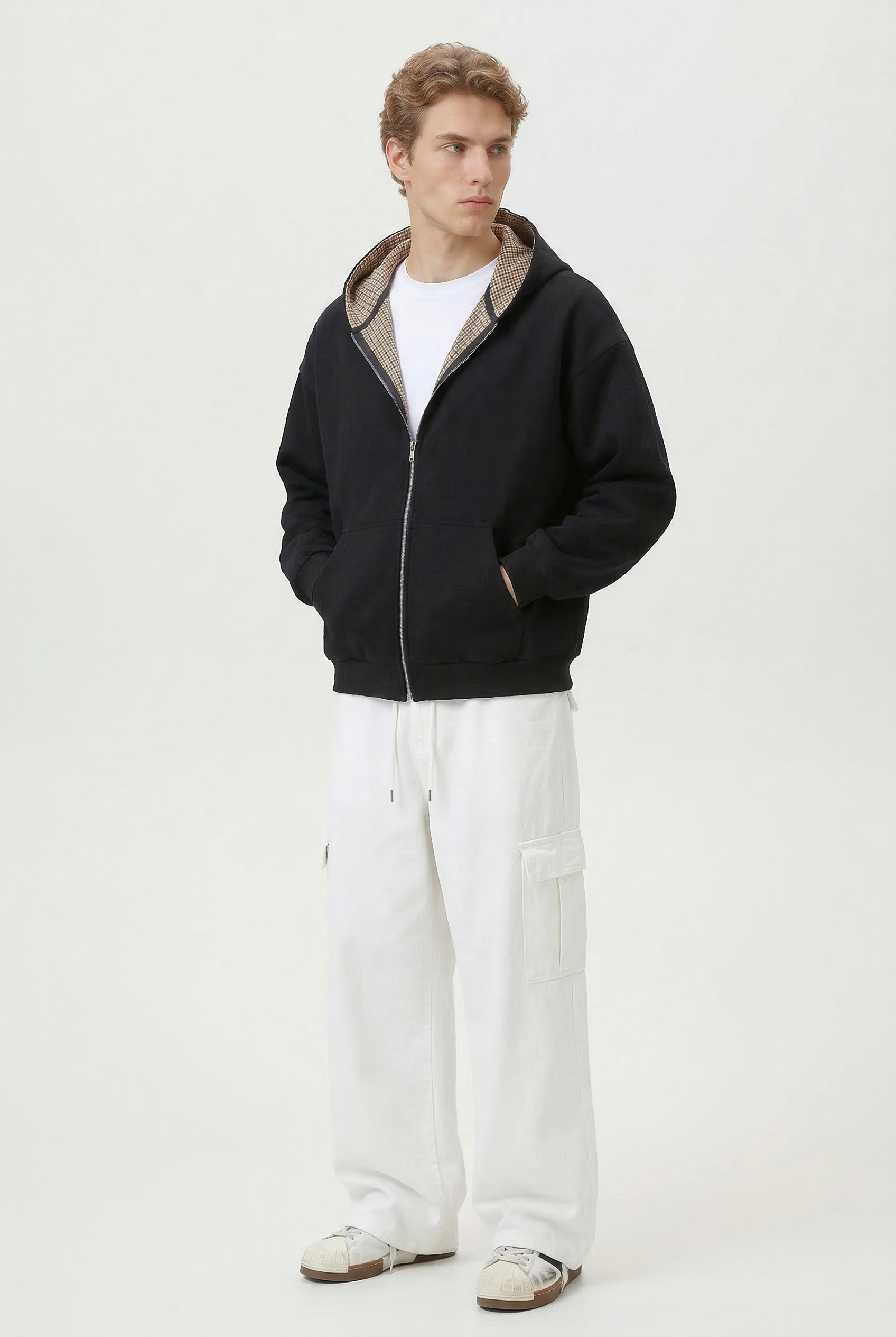 Lined Zip Hoodie Sweater Black