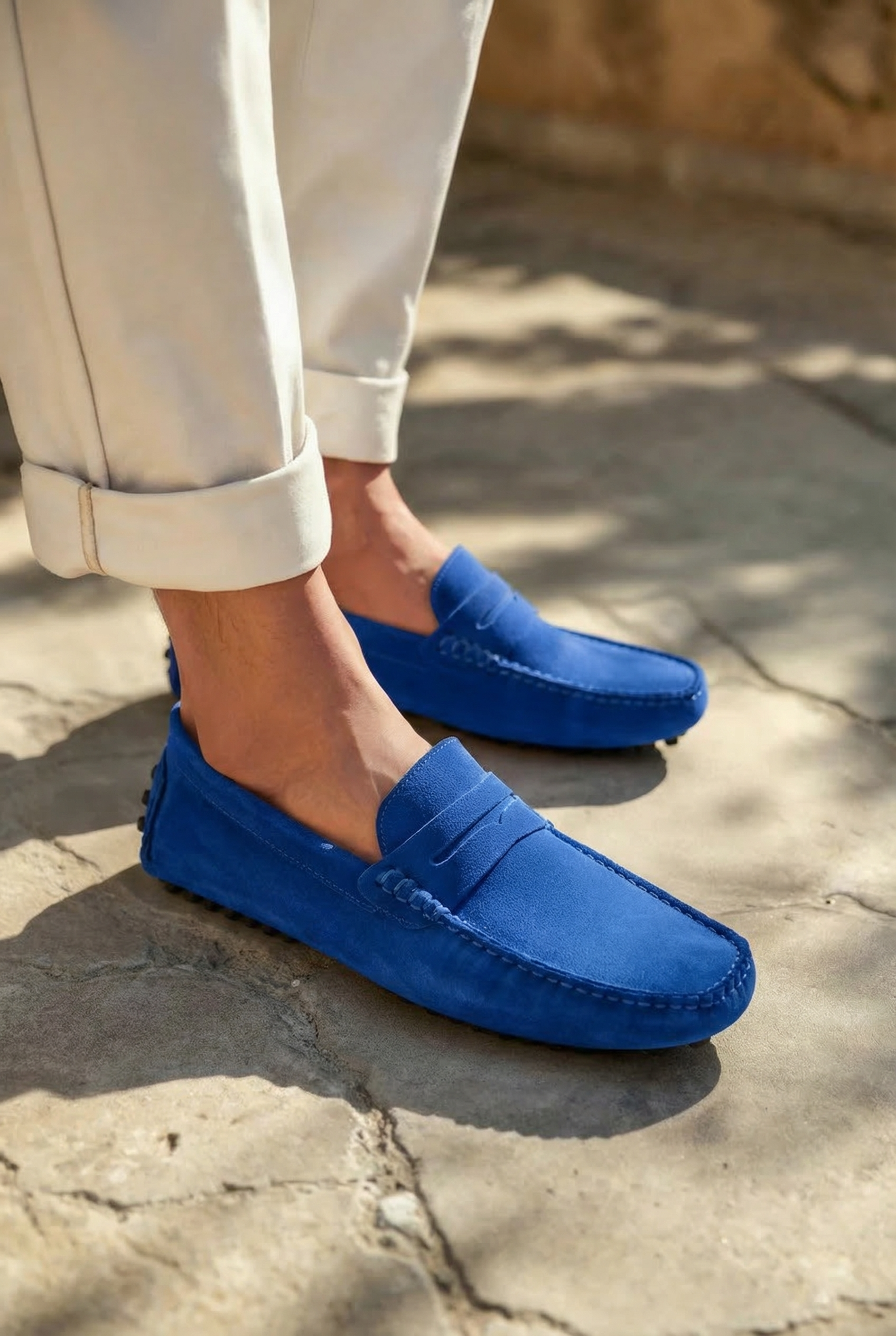 Suede Driver Loafers Blue
