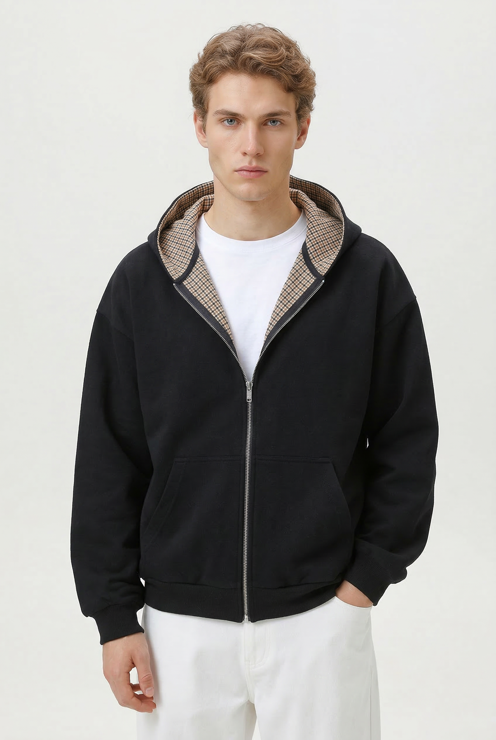 Lined Zip Hoodie Sweater Black
