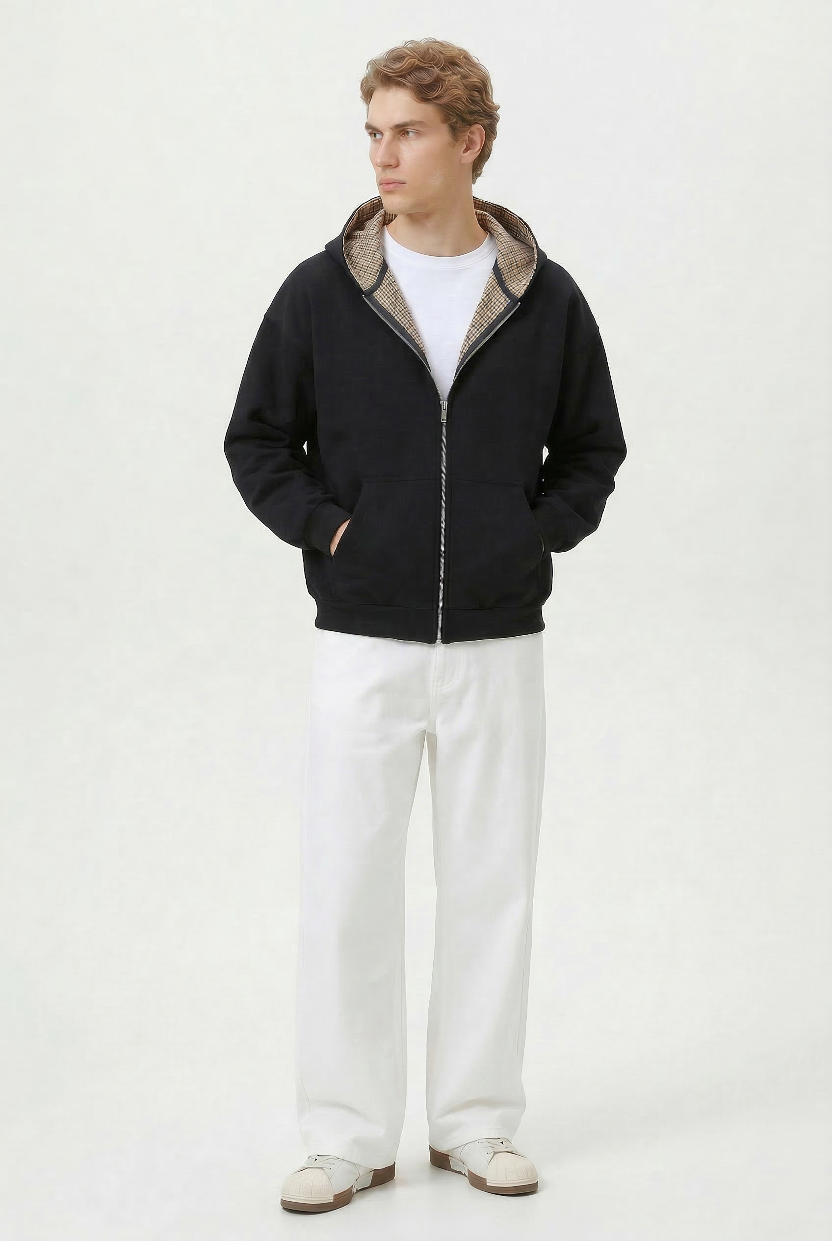 Lined Zip Hoodie Sweater Black