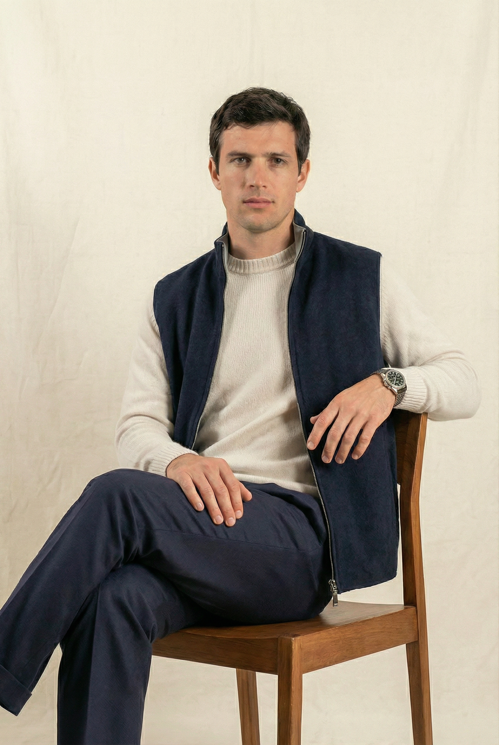Reversible Wool Gilet Navy/Grey