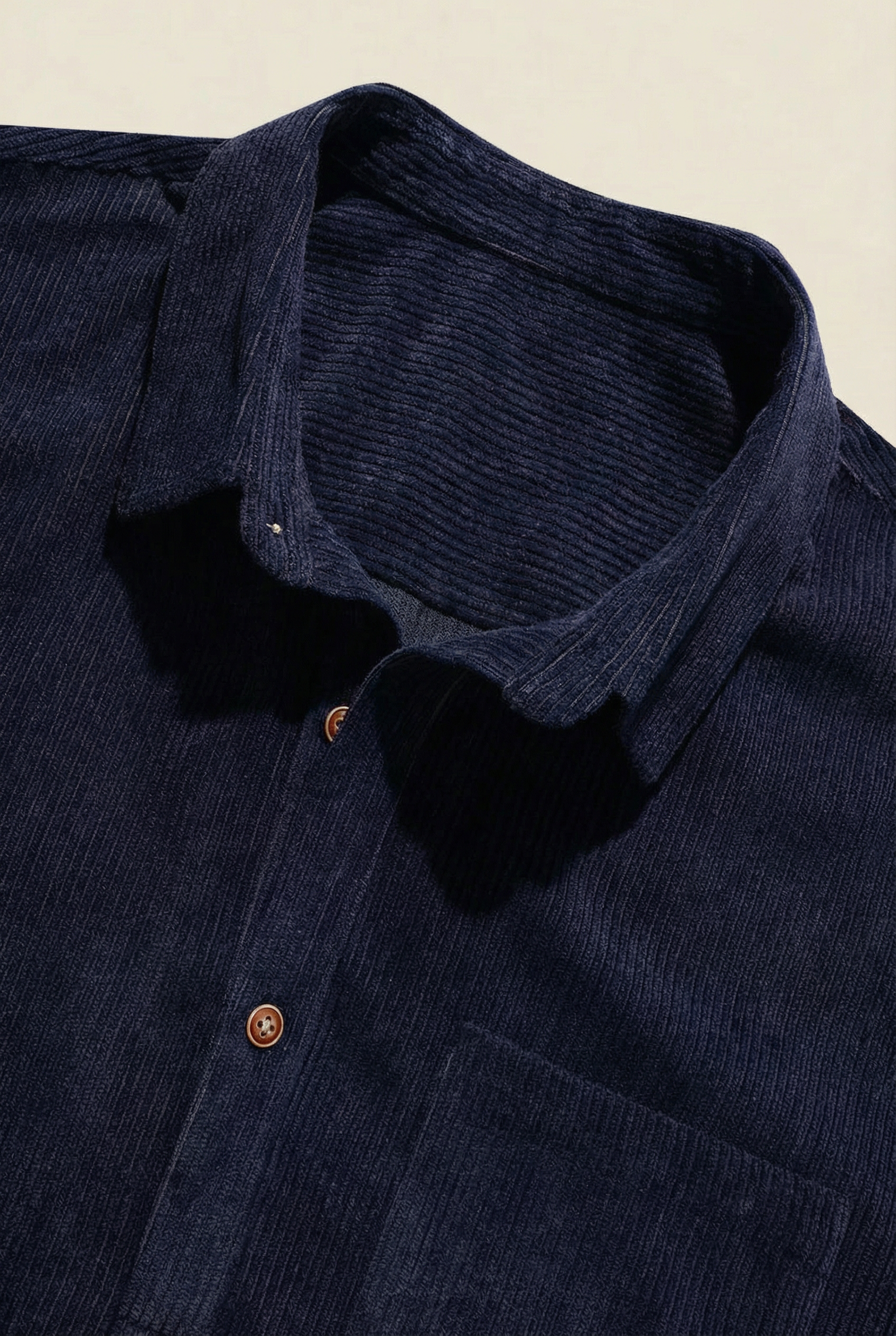 Corduroy Solid Short Sleeve Dark Blue