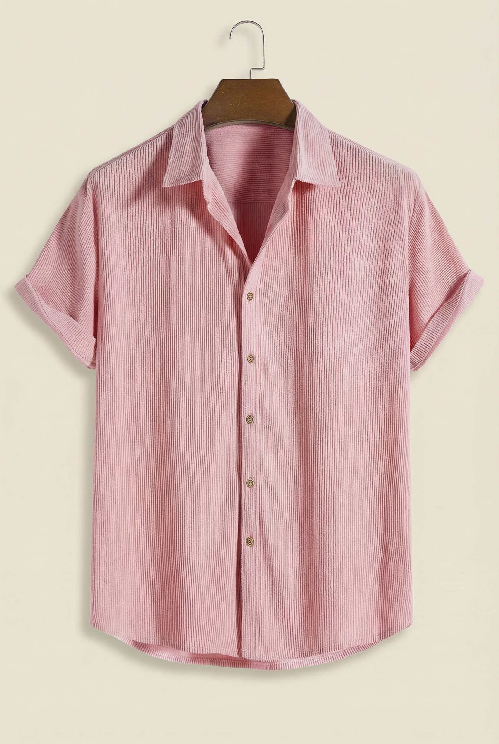 Corduroy Button Up Short Sleeved Shirt Lightblue