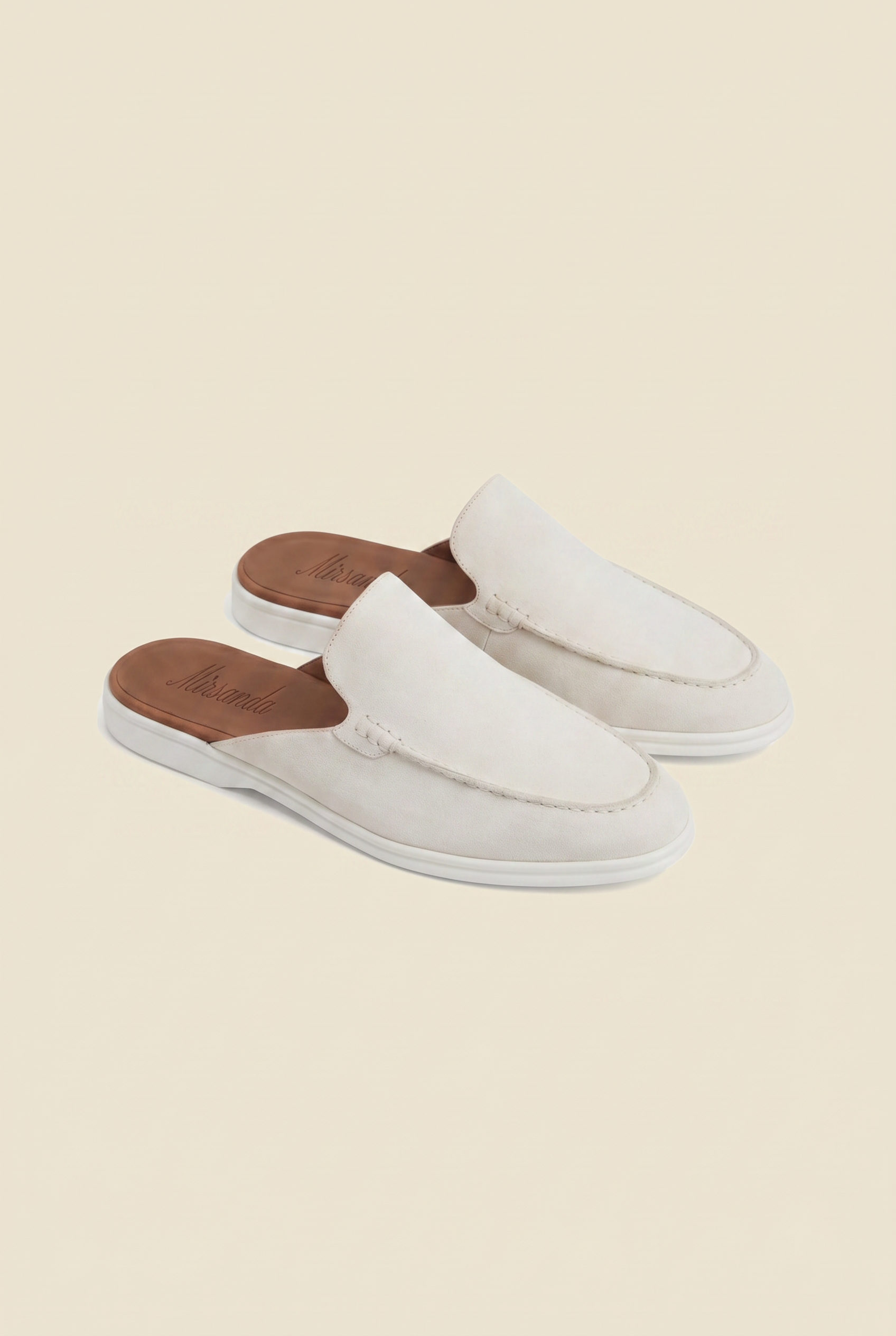 Yacht Loafer Suede Mule White