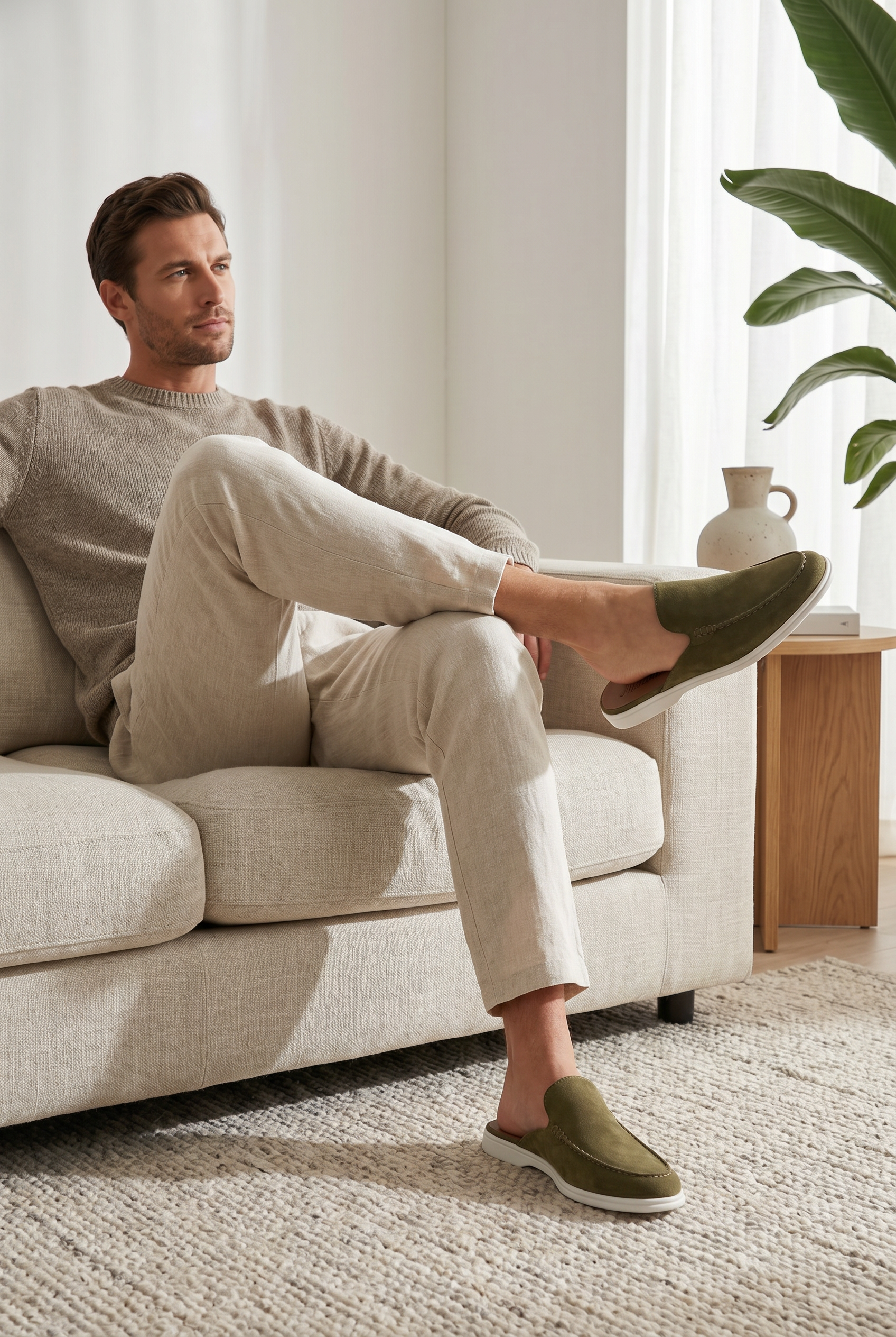 Yacht Loafer Suede Mule Sage