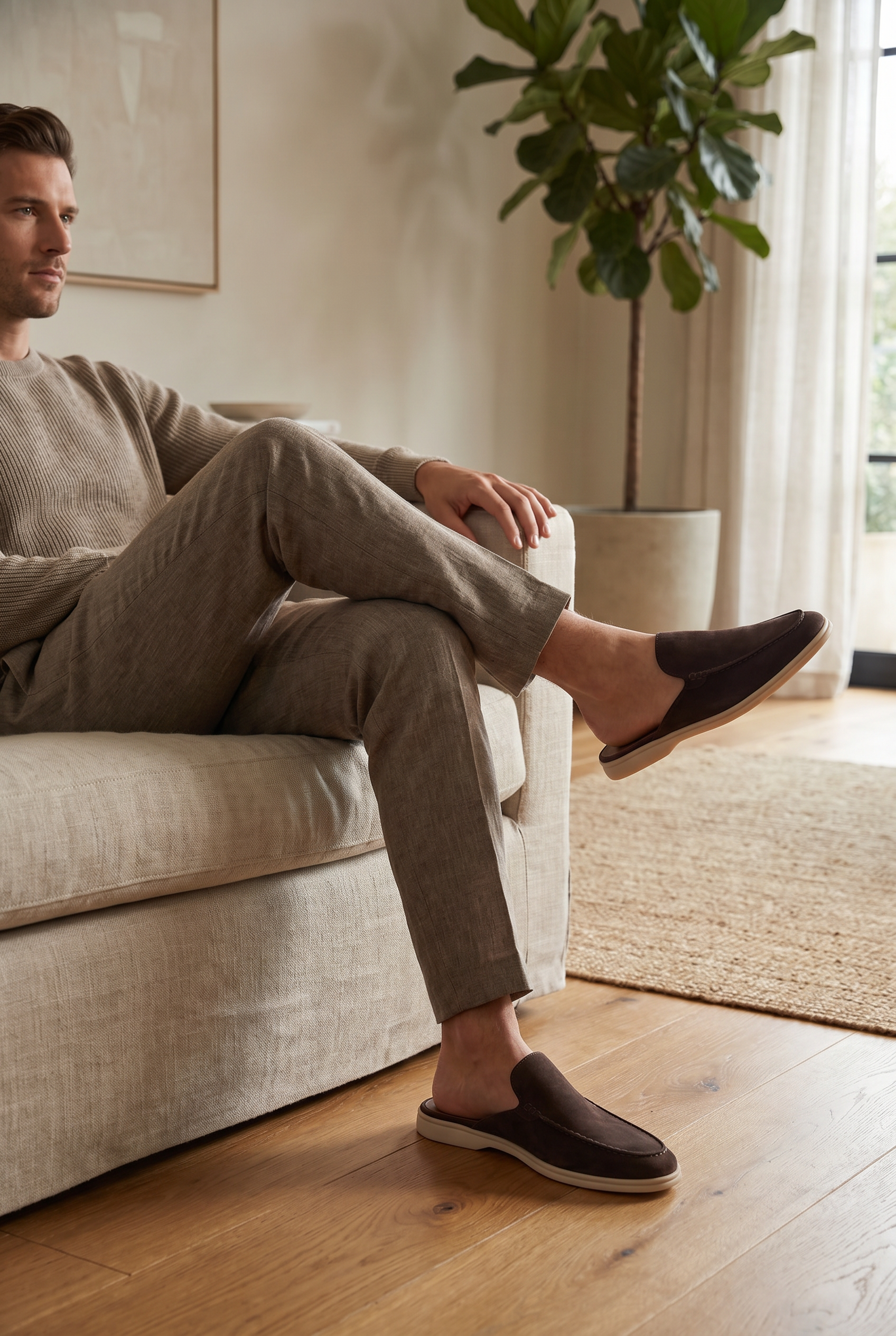 Yacht Loafer Suede Mule Brown