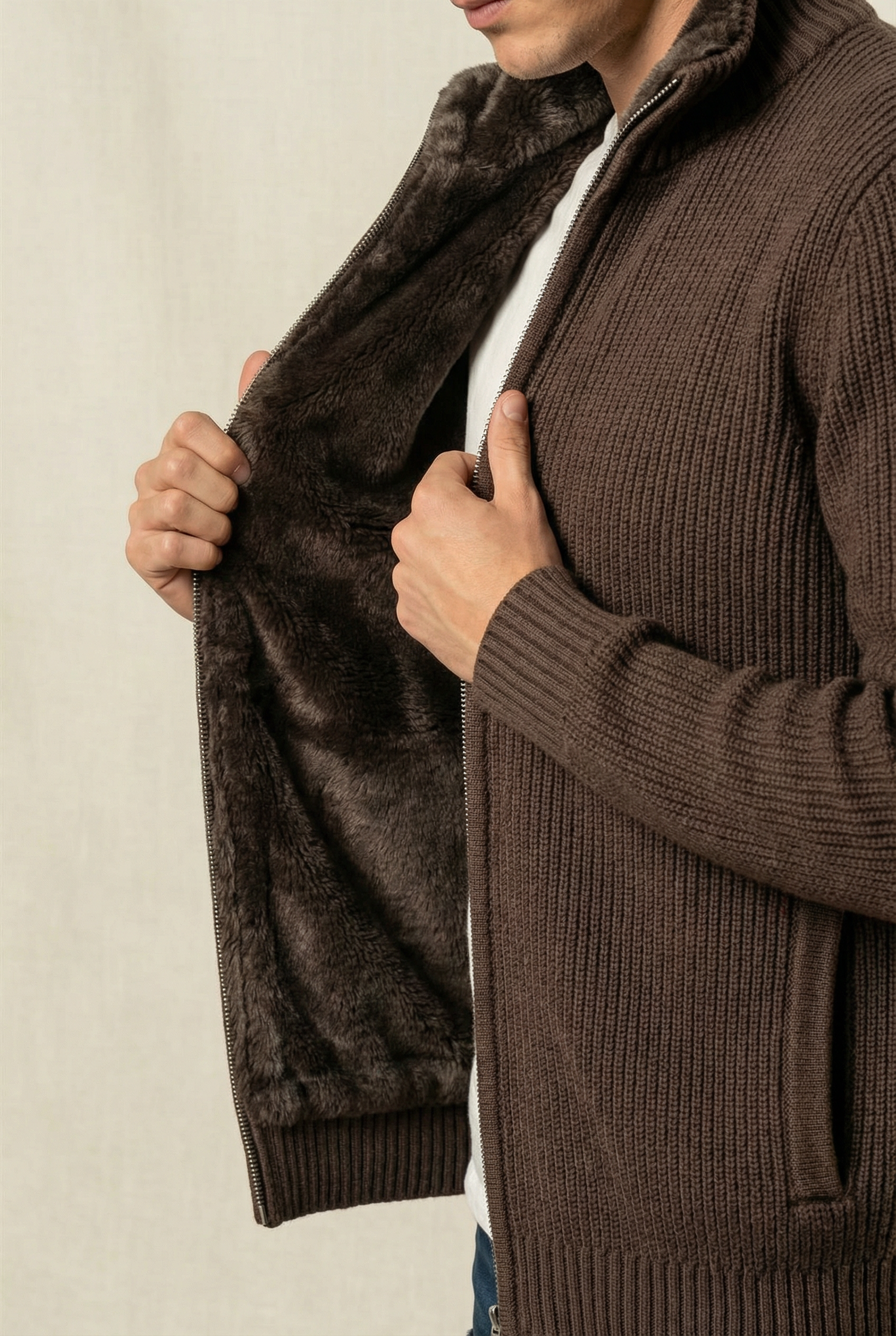 Fur Collar Wool Blouson | Brown