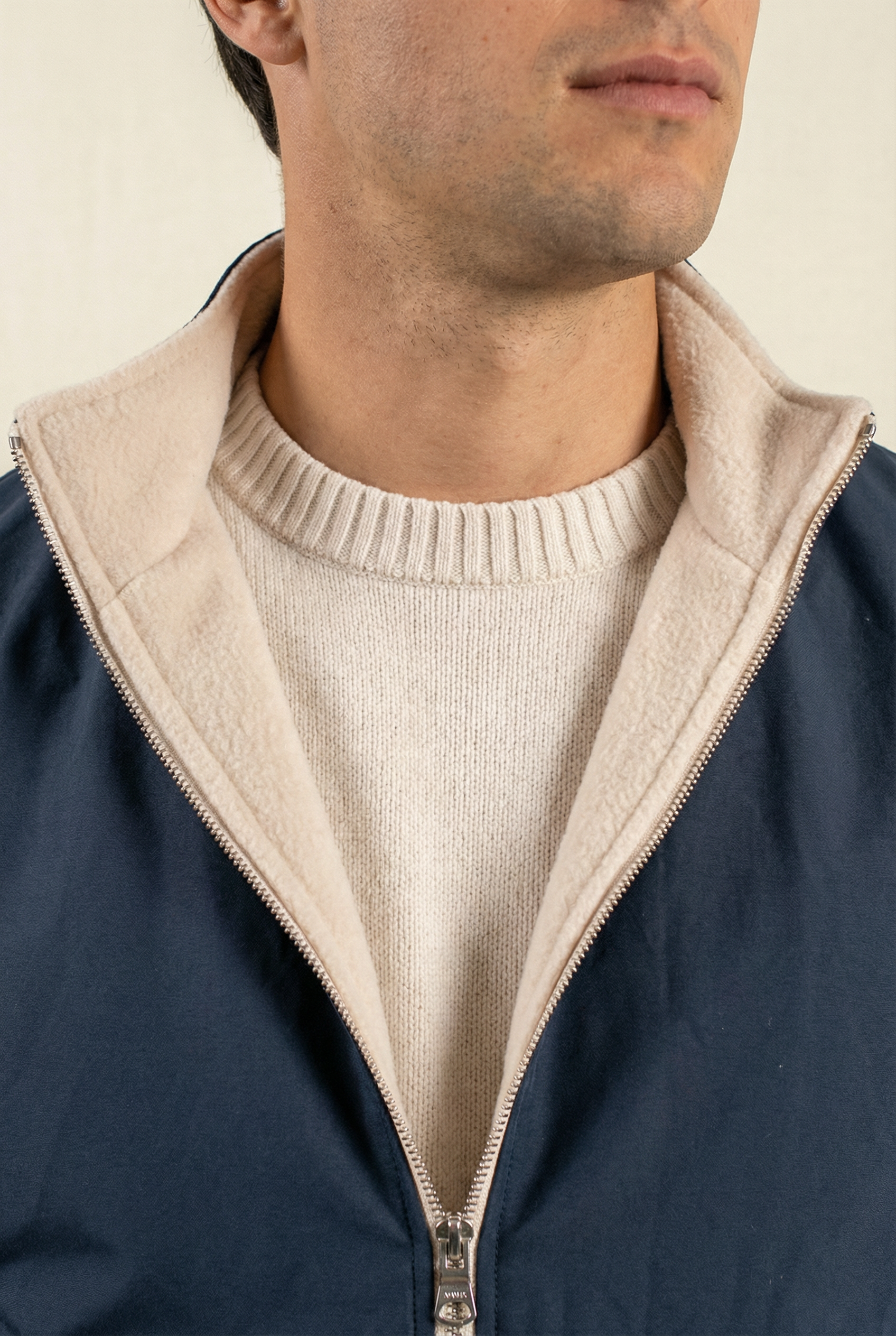 Reversible Wool Gilet | Beige/Navy