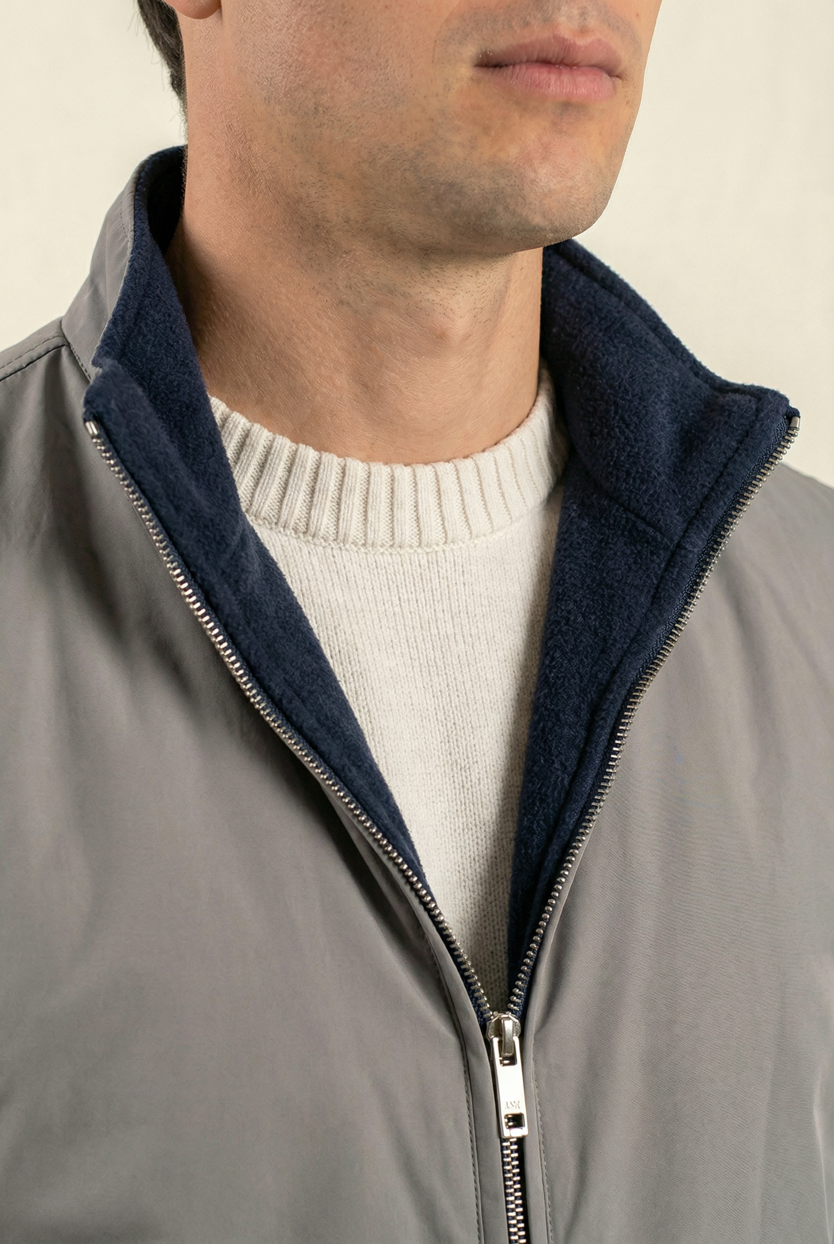 Reversible Wool Gilet Navy/Grey
