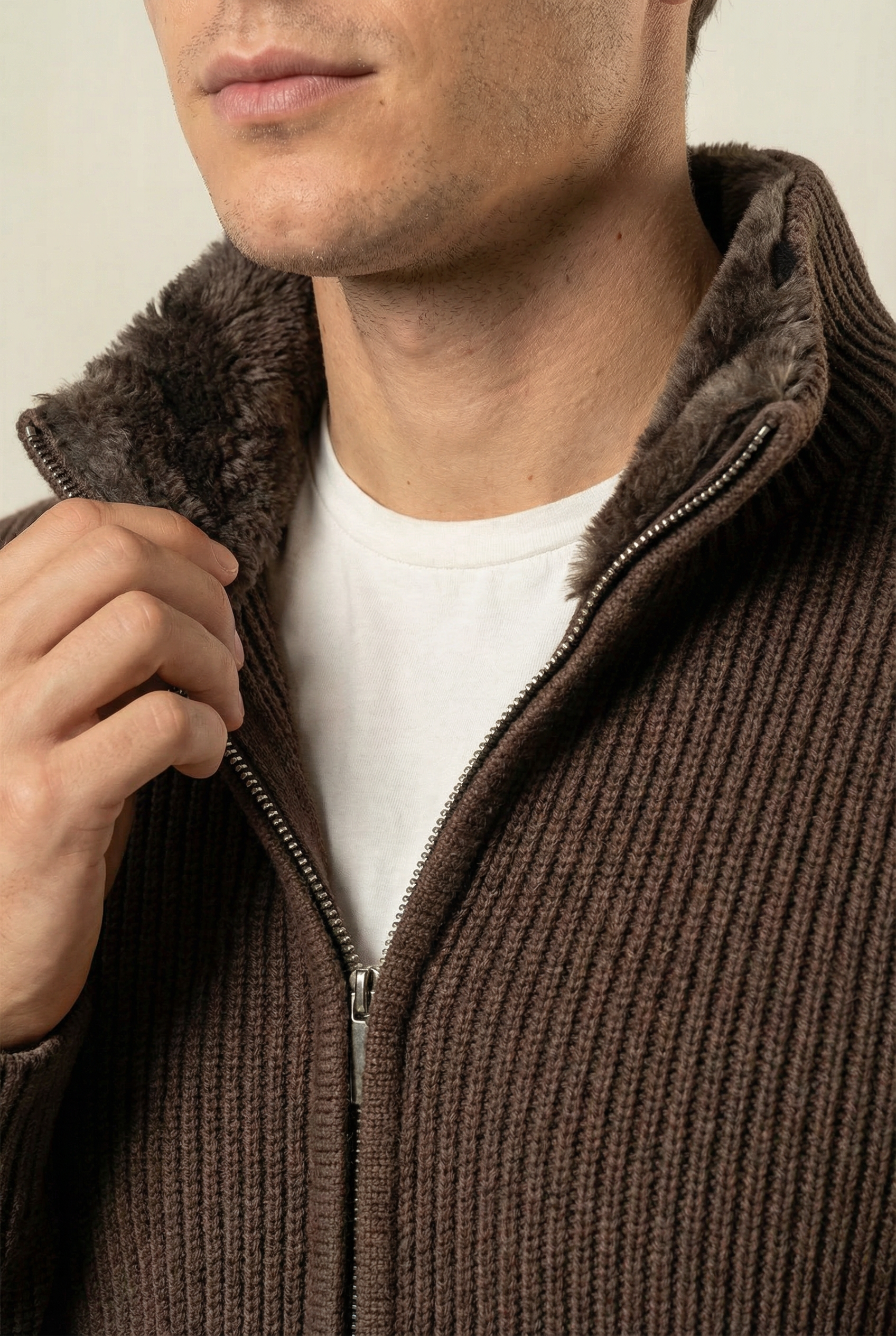 Fur Collar Wool Blouson | Brown