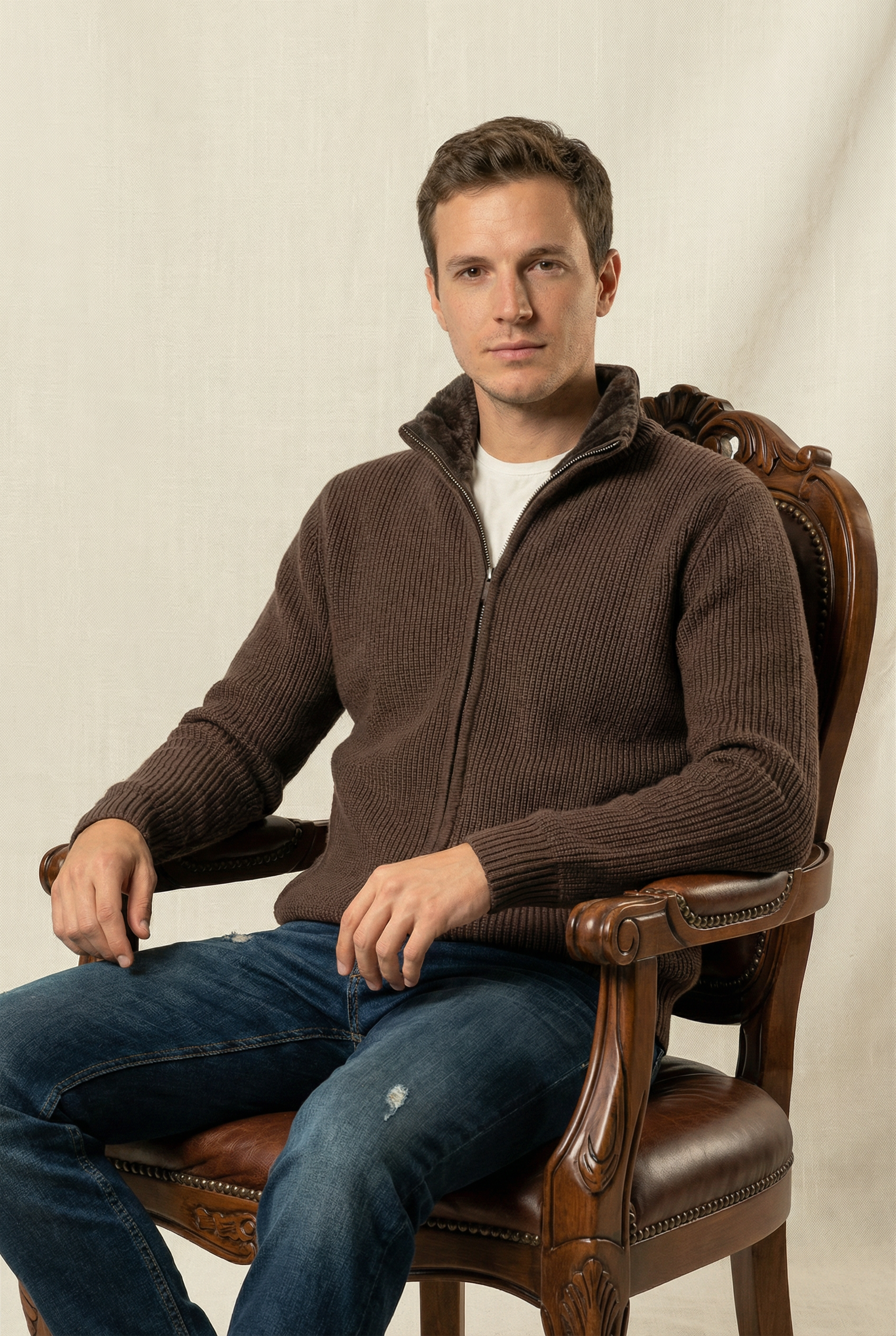 Fur Collar Wool Blouson | Brown