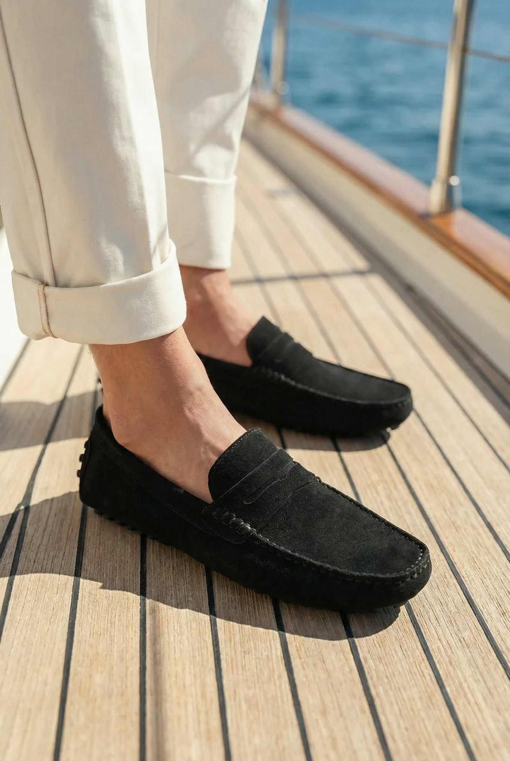 Suede Driver Loafers Black